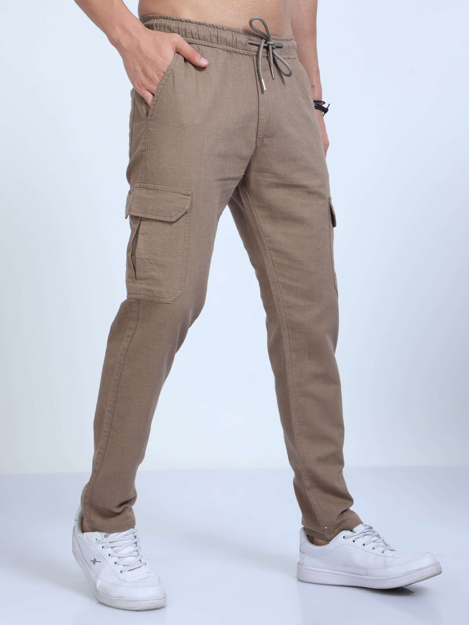 Camel Linen Pants for men