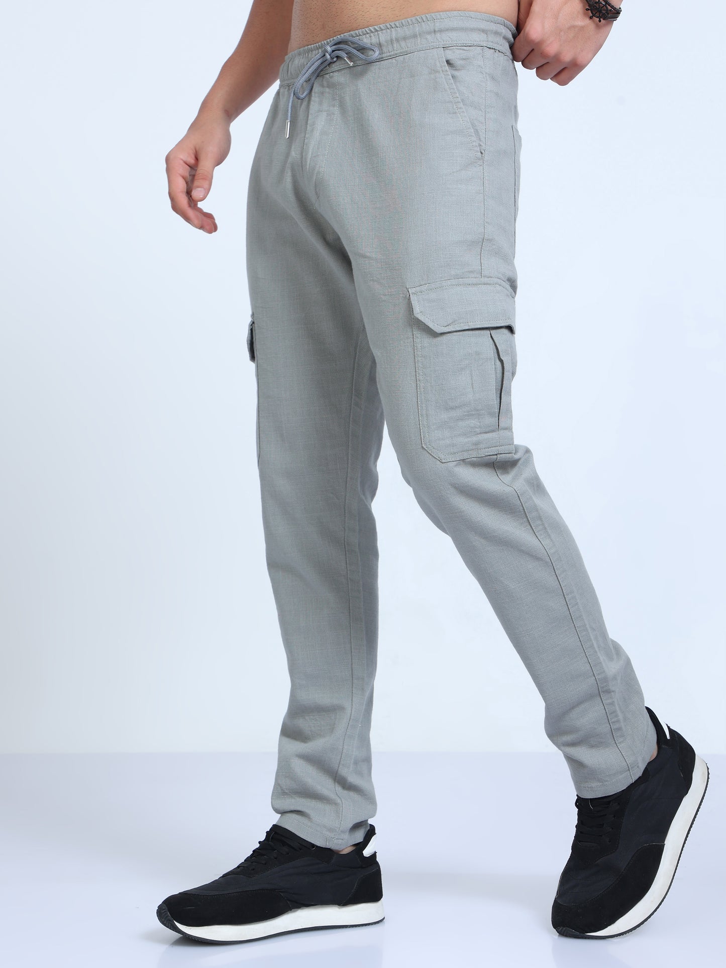 Light Green Linen Fabric Pants For Men