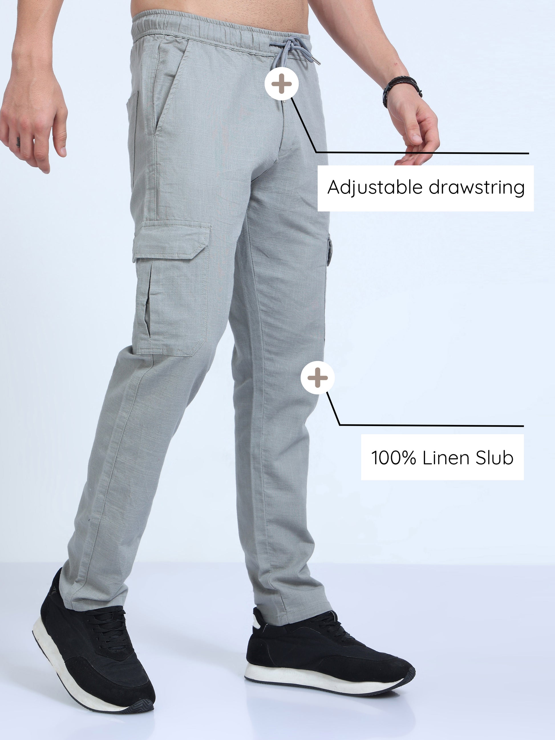 Light Green Linen Fabric Pants for Men