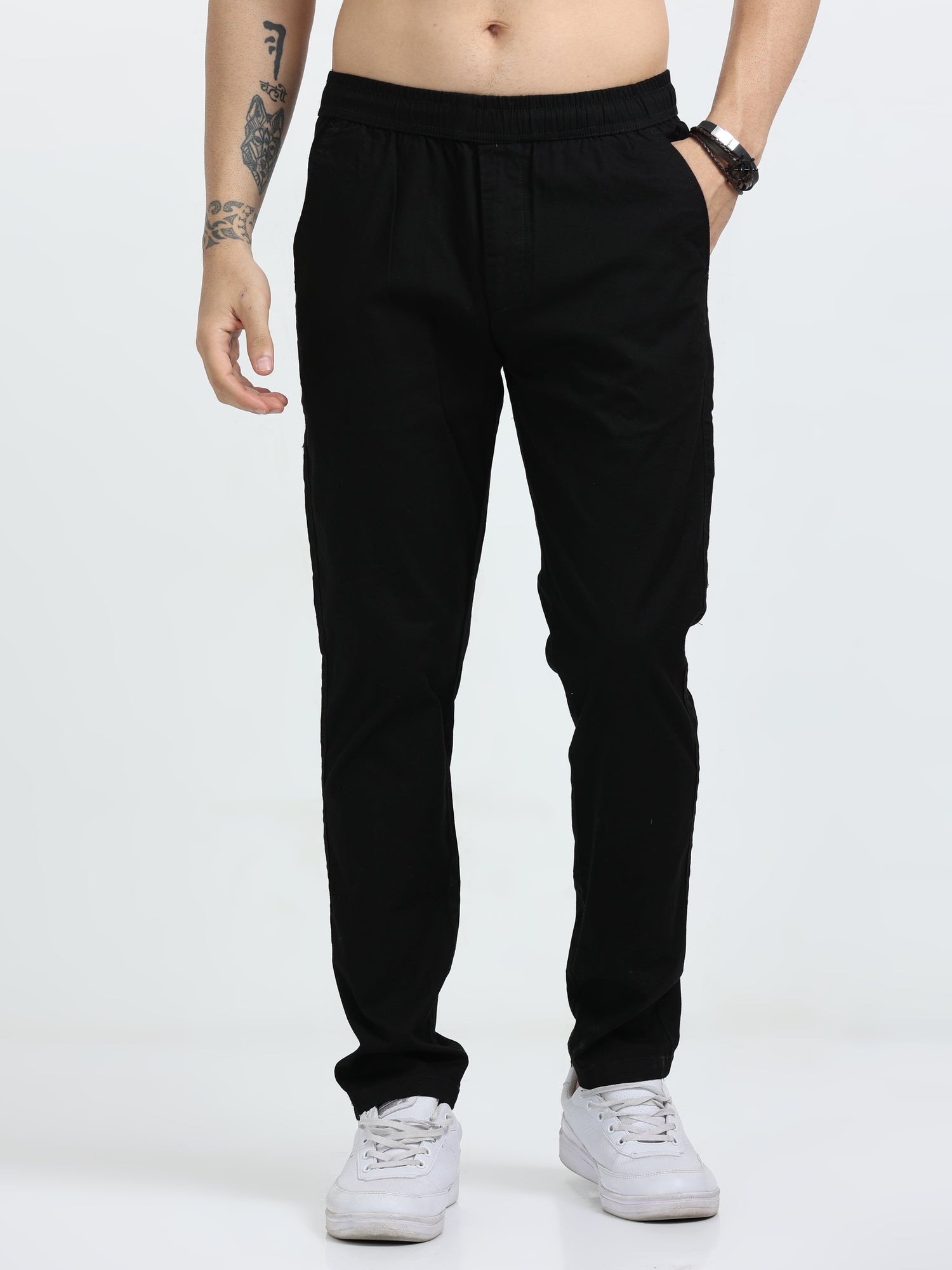 Black Lazy Linen Comfy Trouser For Men