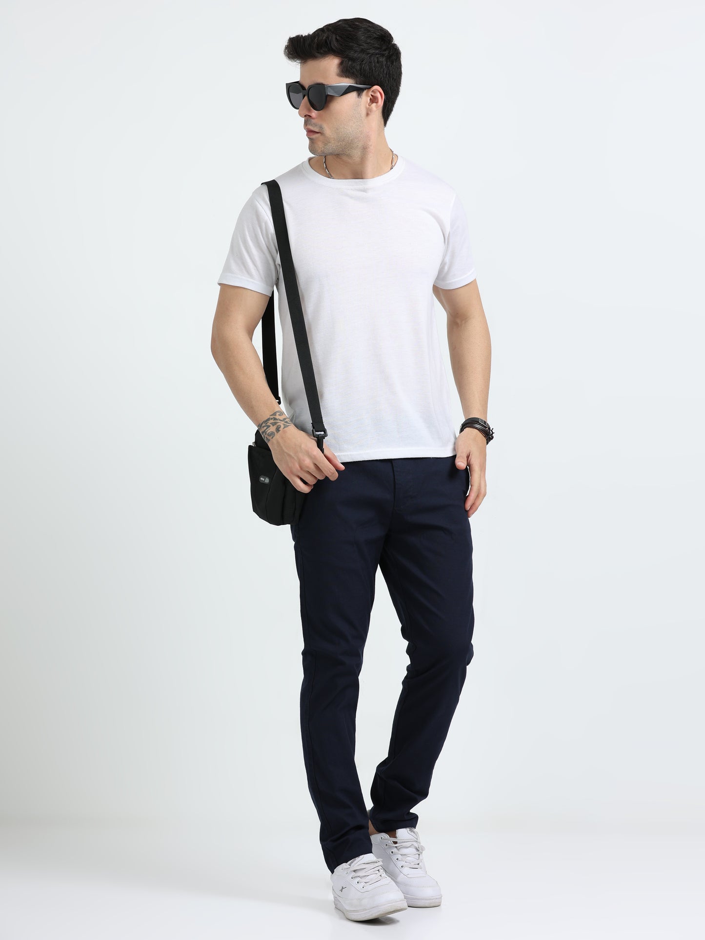 Navy Blue Linen Trousers For Men