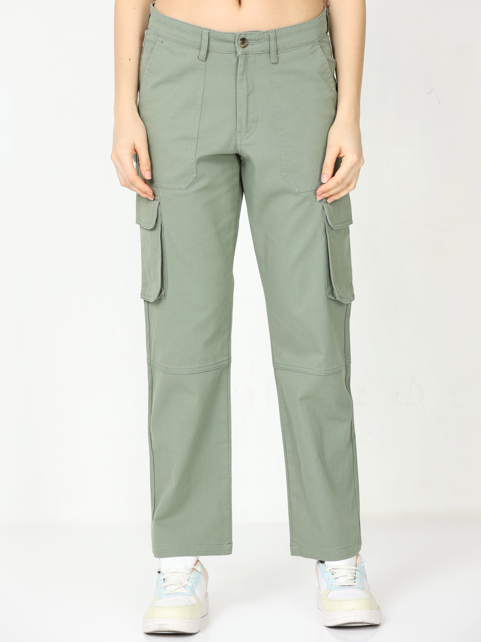 Classic Olive Cargo Pants For Women