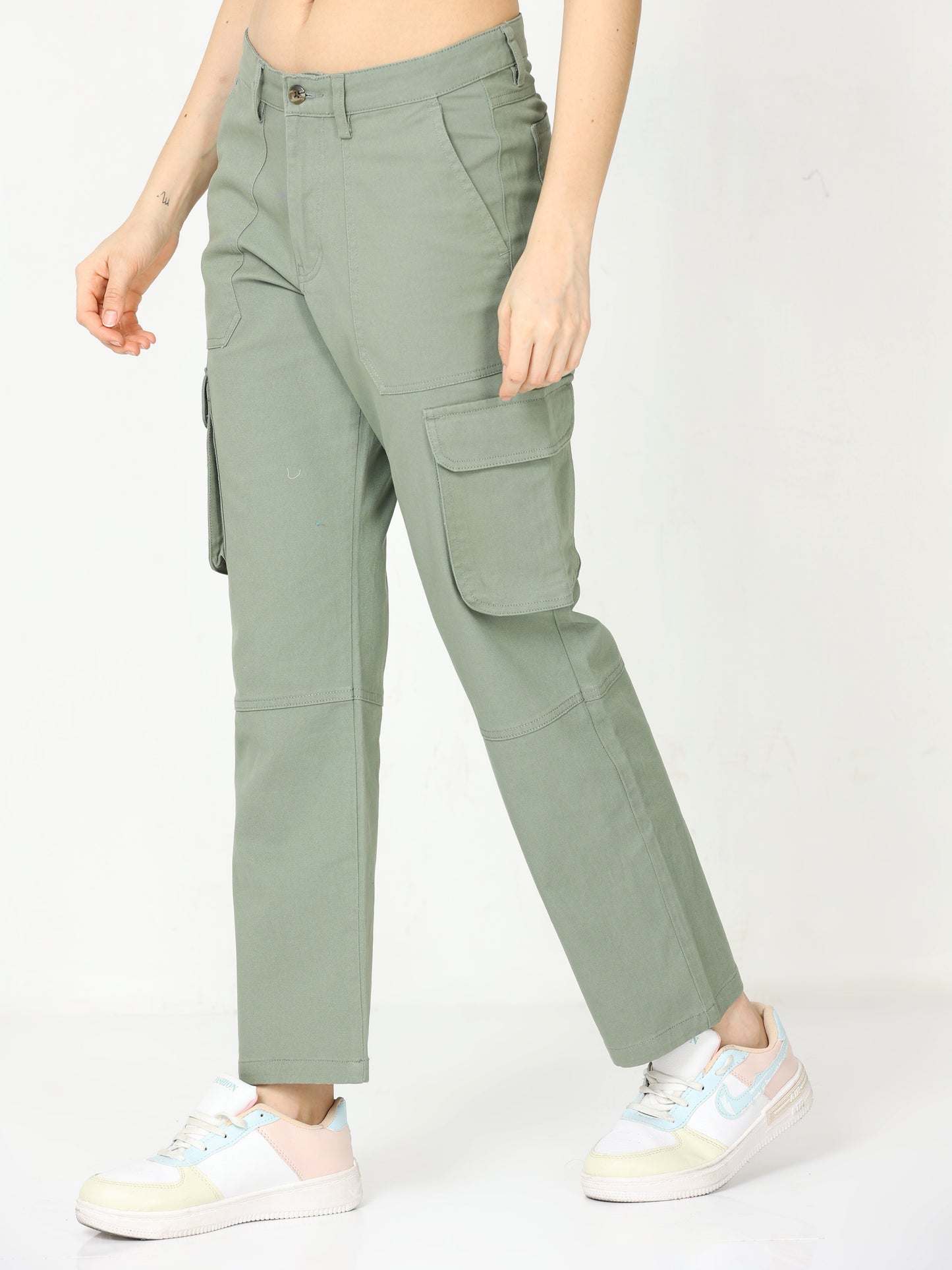 Classic Olive Cargo Pants For Women