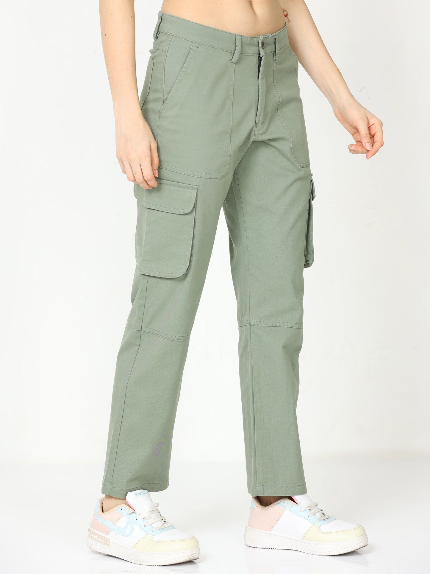 Classic Olive Cargo Pants For Women