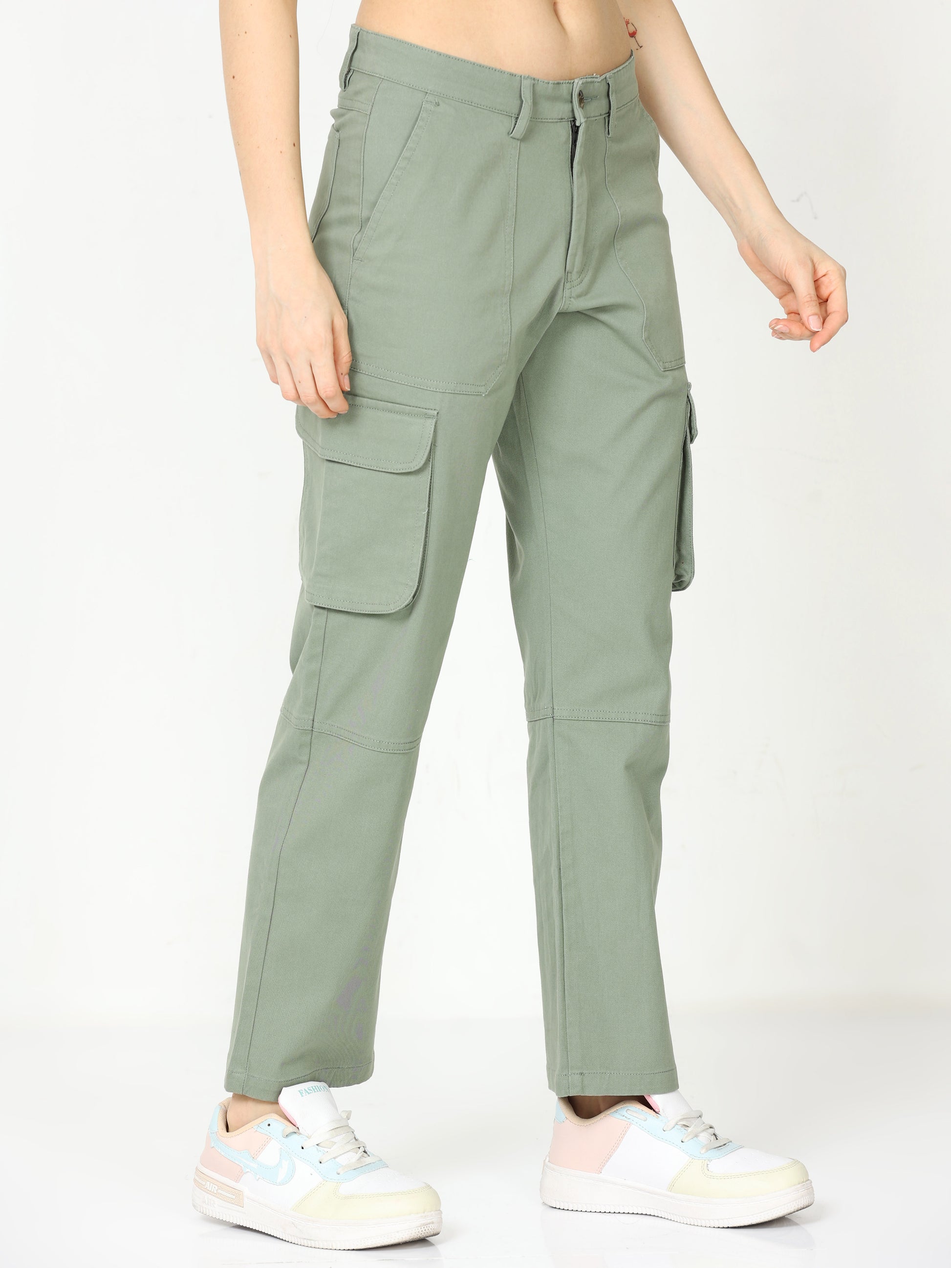 Classic Olive Cargo Pants For Women