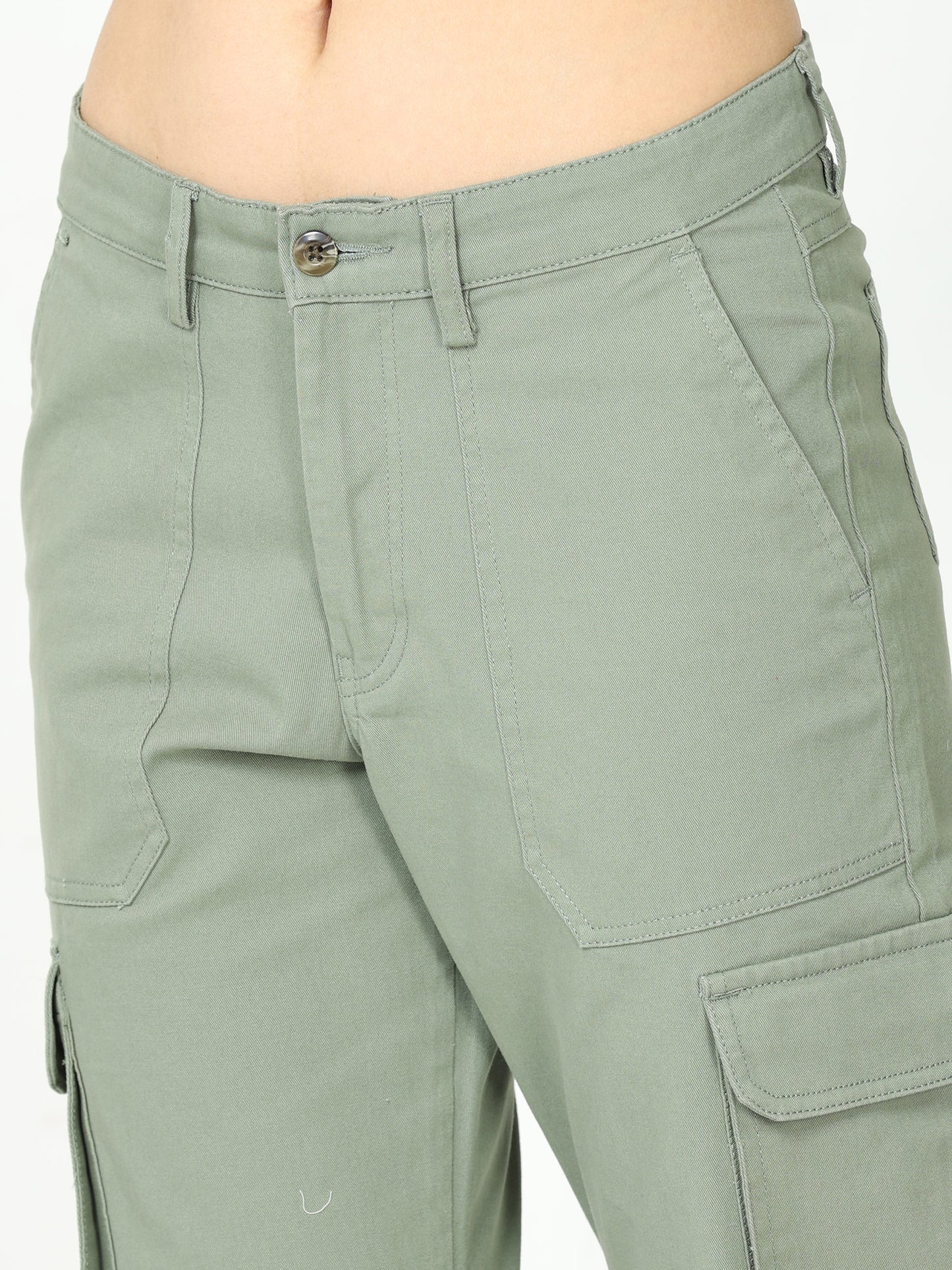 Classic Olive Cargo Pants For Women