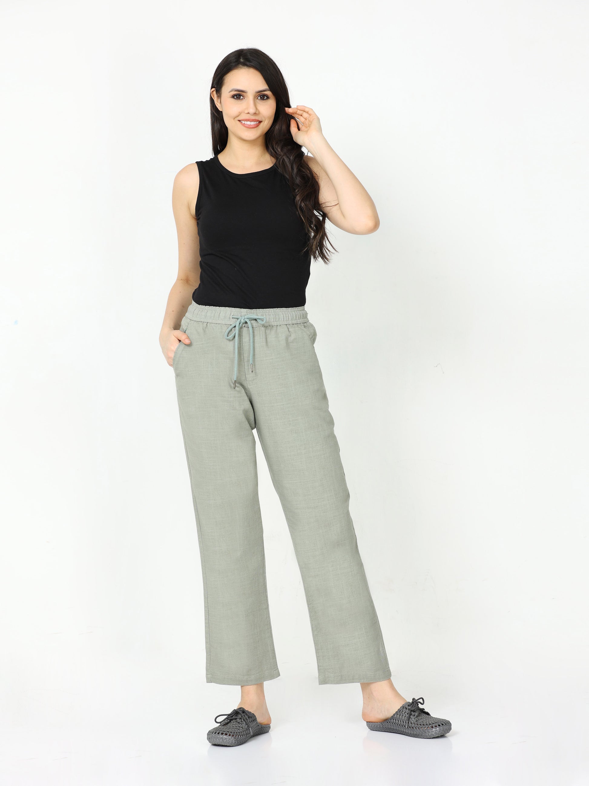 Stone Lazy Linen Pants For Women