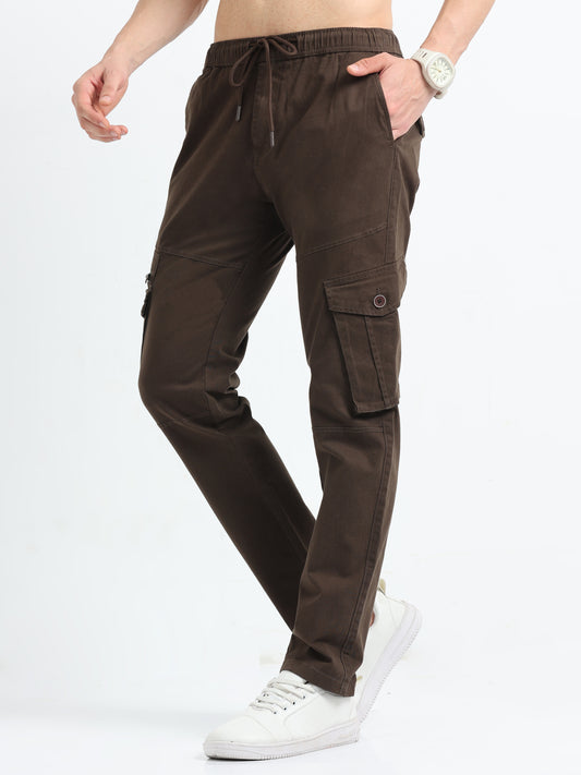 Zipper Brown Cargo Pants for Men