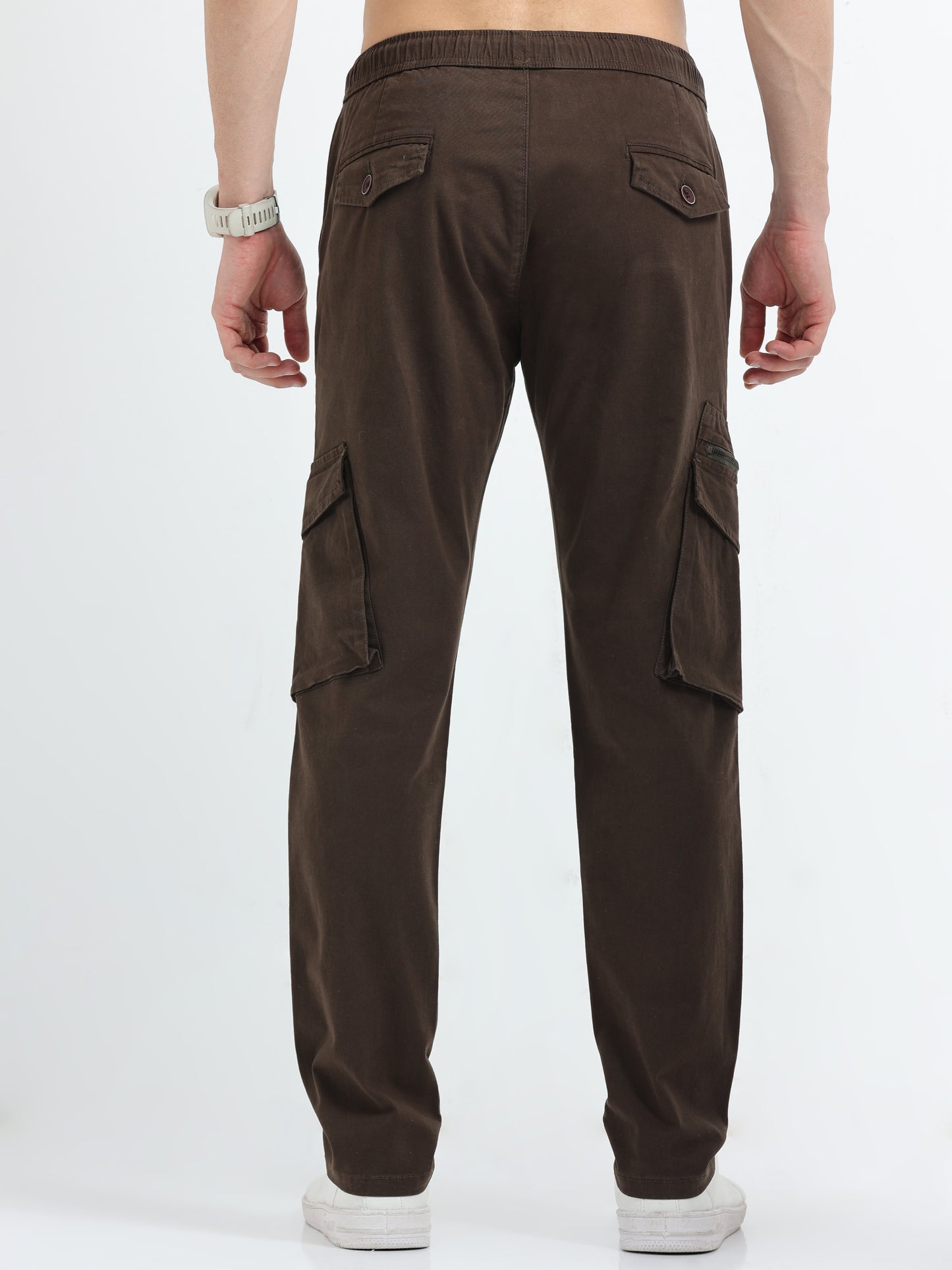 Zipper Brown Cargo Pants for Men