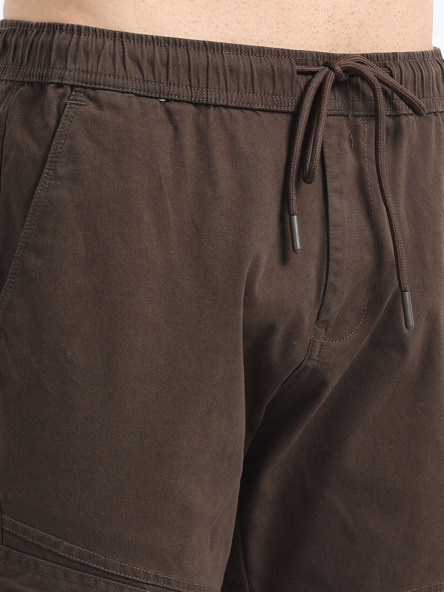 Zipper Brown Cargo Pants for Men