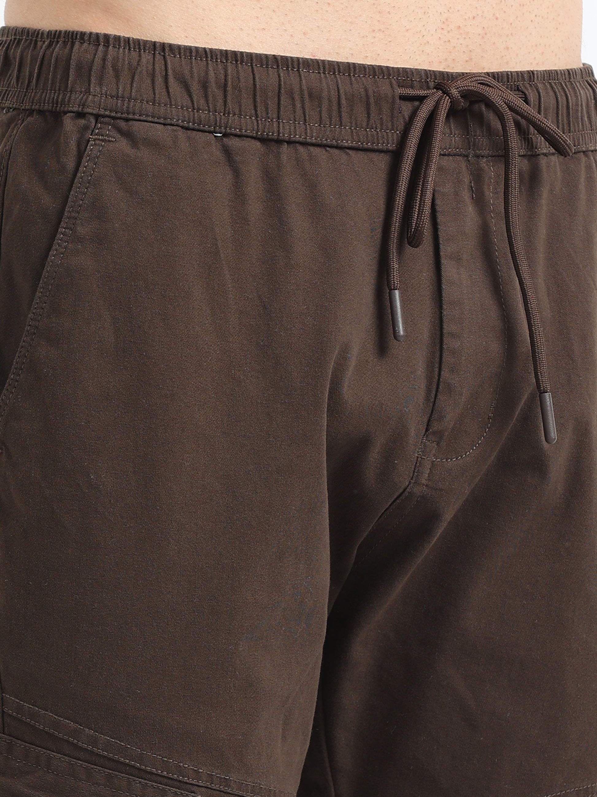 Zipper Brown Cargo Pants for Men