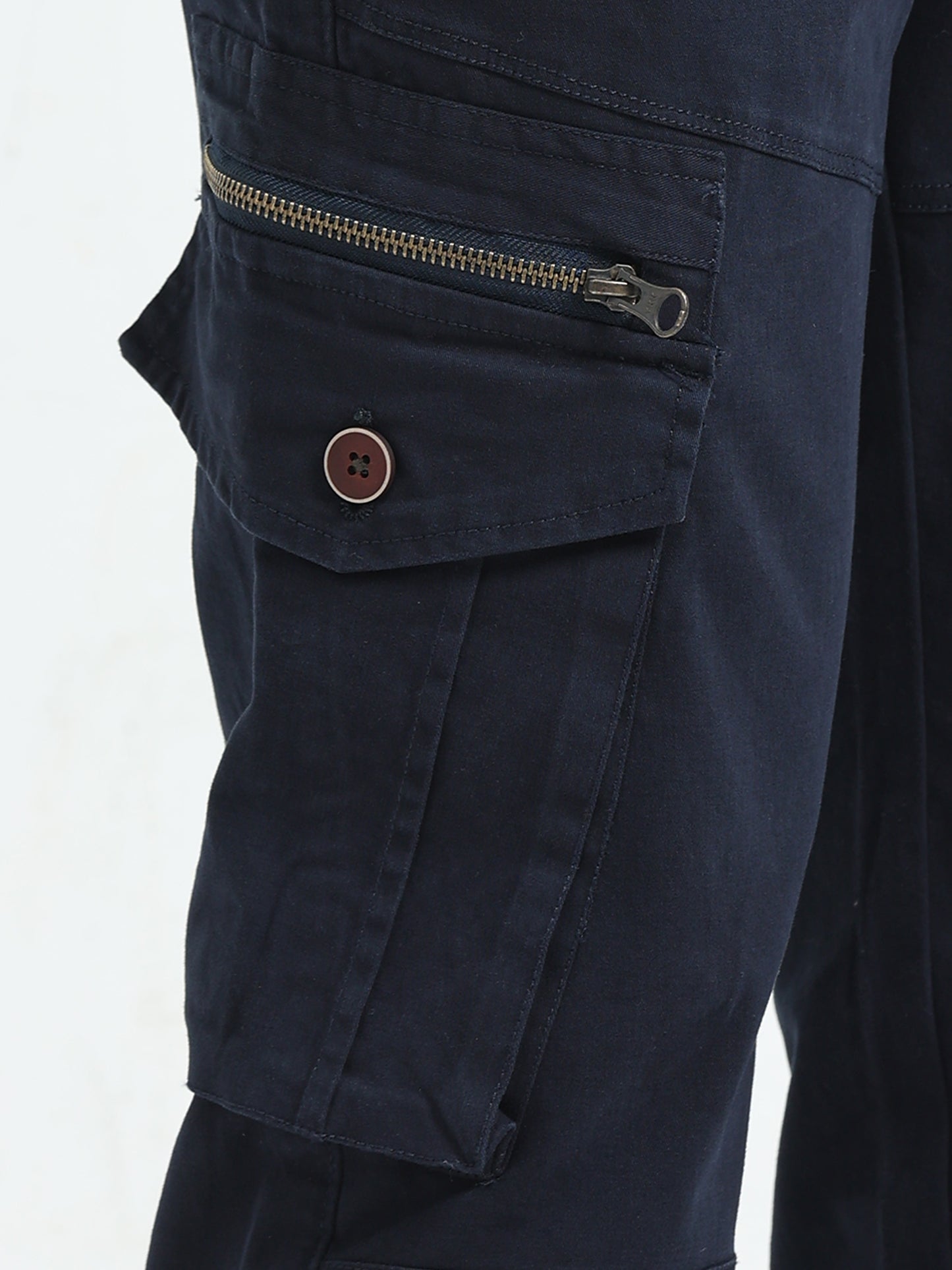 Navy Mens Cargo Pants with Zipper Pockets