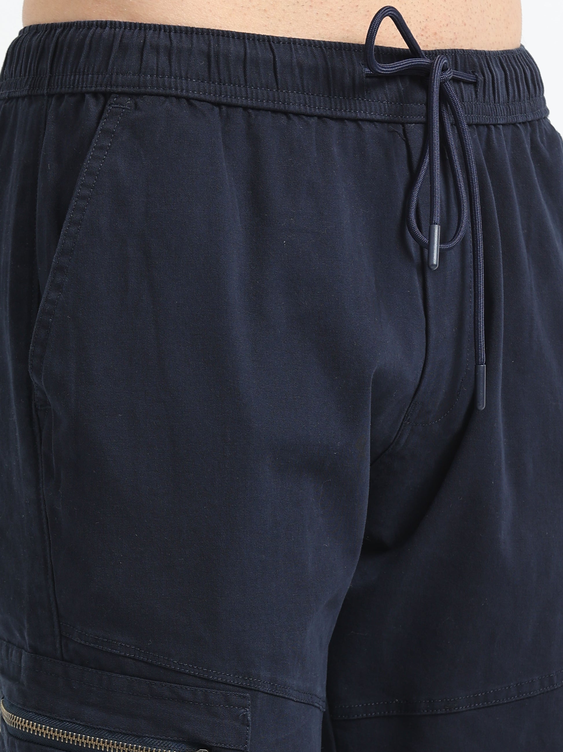 Navy Mens Cargo Pants with Zipper Pockets