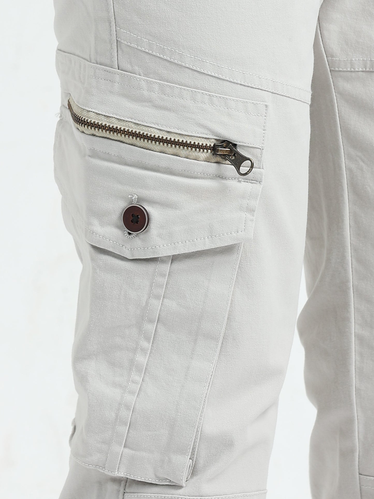 Stone Cargo Pants with Zipper Pockets for Men