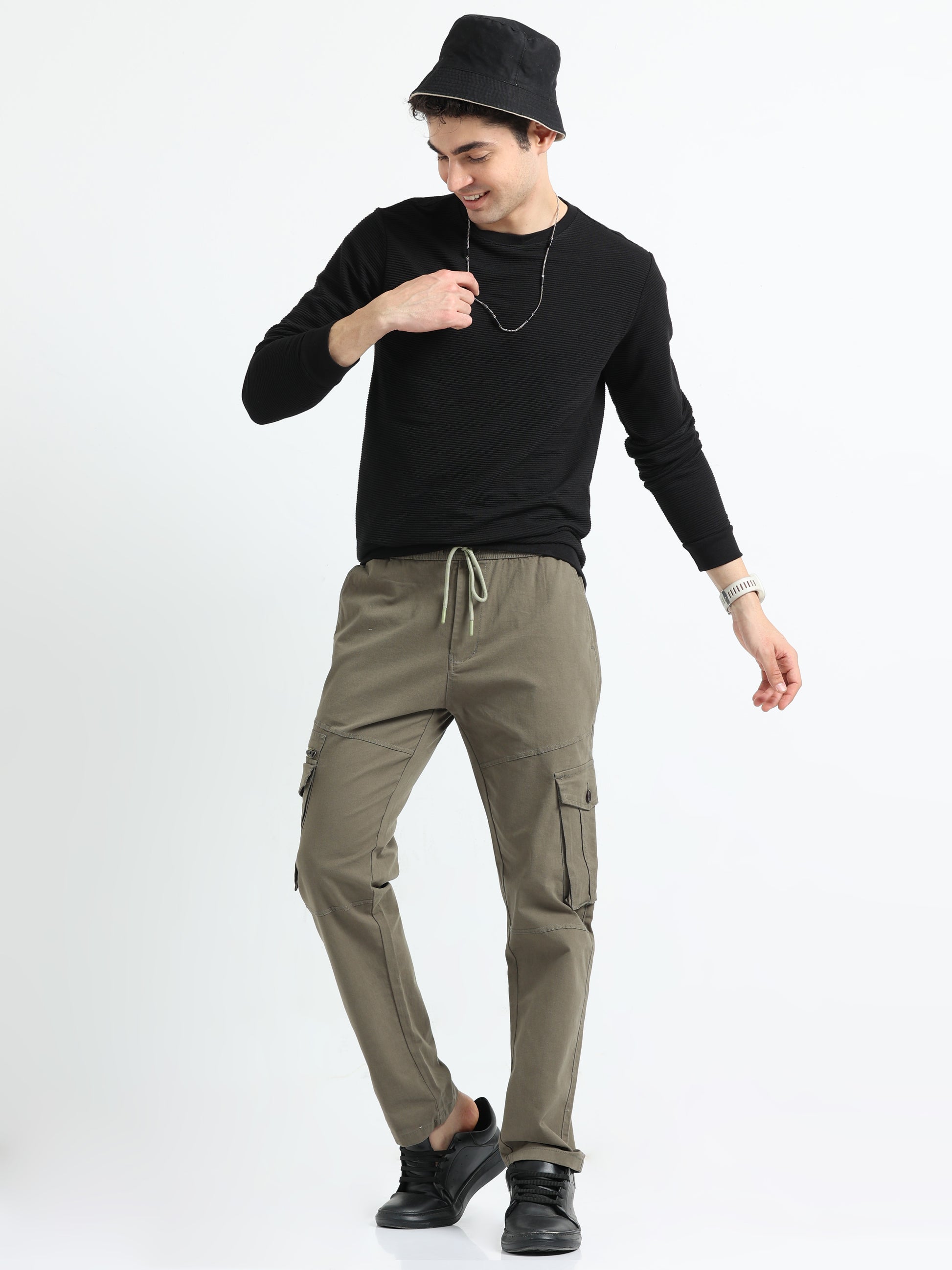 Lt Olive Cargo Pants Mens