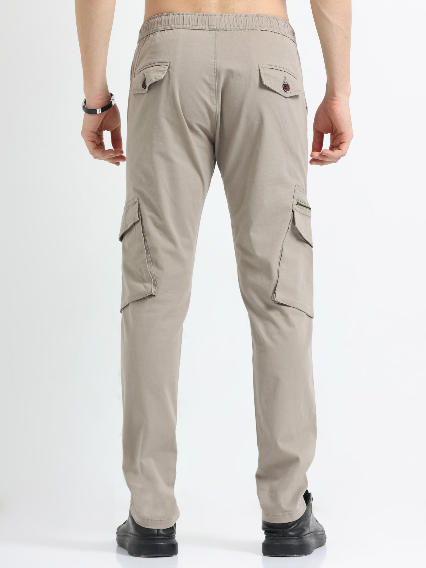 Khaki Zipper Cargo Pants Mens