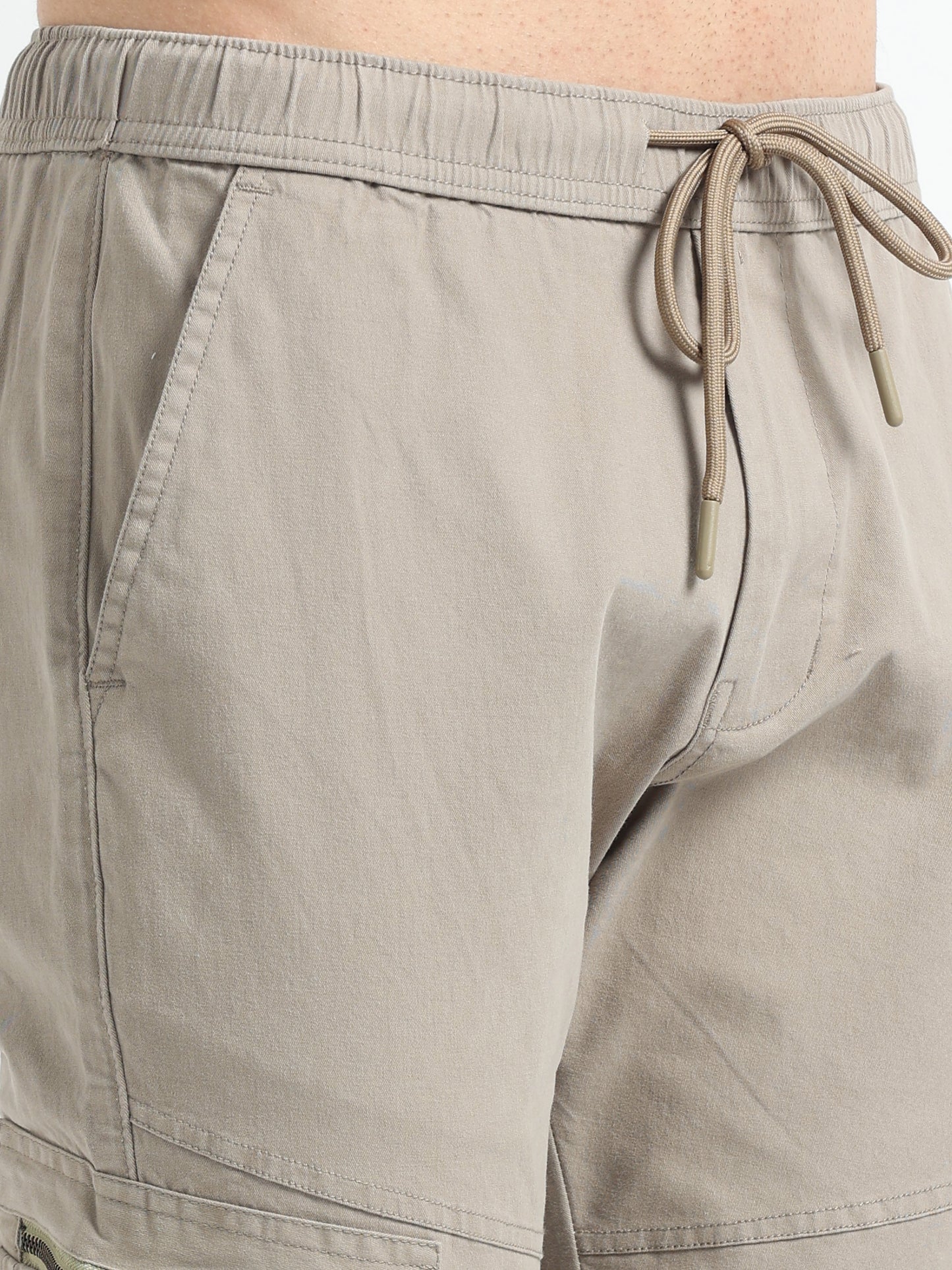 Khaki Zipper Cargo Pants Mens