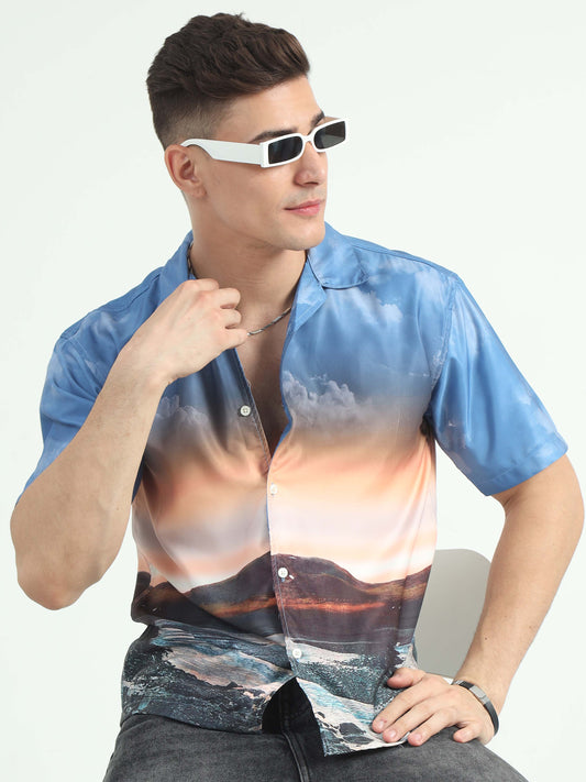 Dusk Skyline Half Printed Shirts For Men