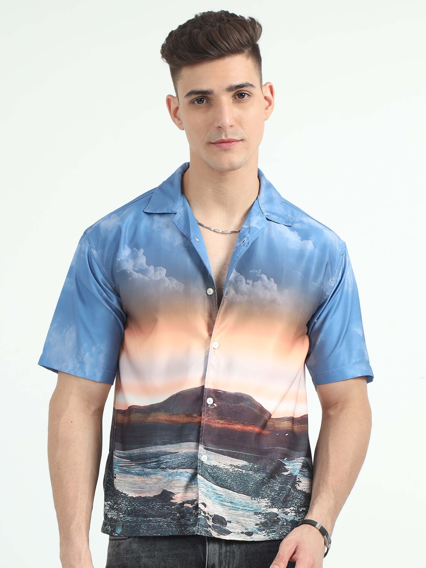 Dusk Skyline Half Printed Shirts For Men