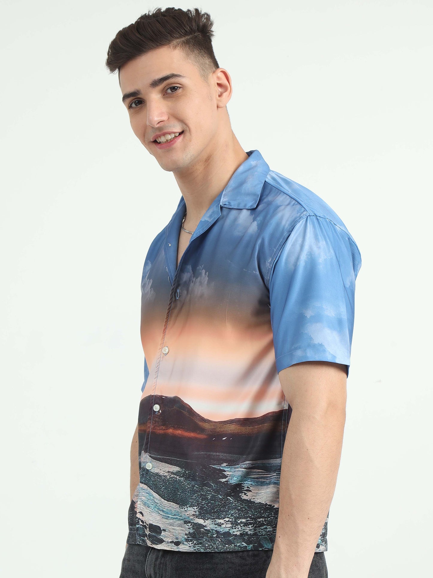 Dusk Skyline Half Printed Shirts For Men