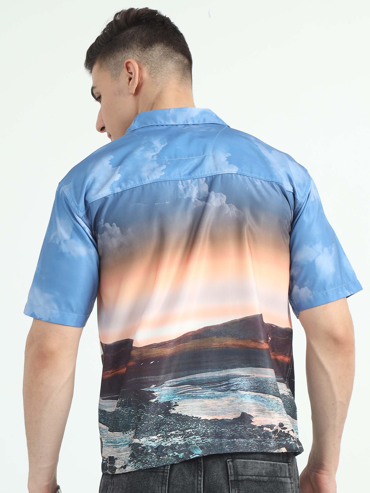 Dusk Skyline Half Printed Shirts For Men