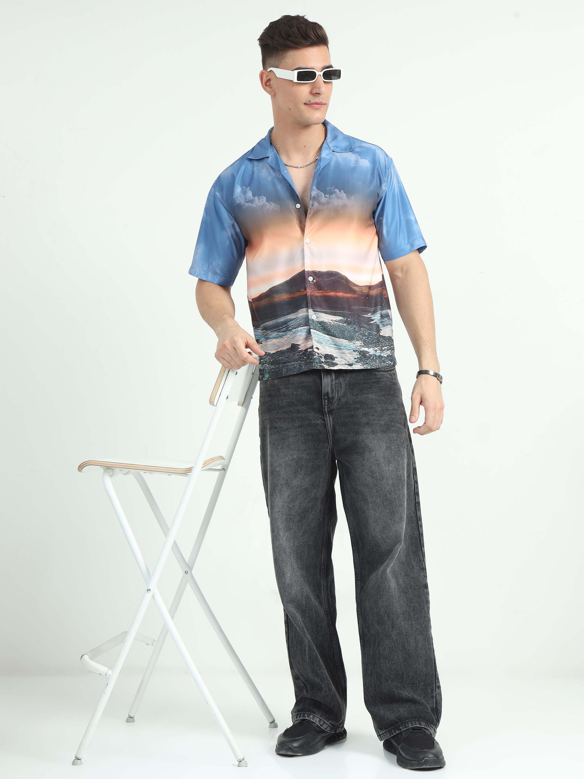 Dusk Skyline Half Printed Shirts For Men