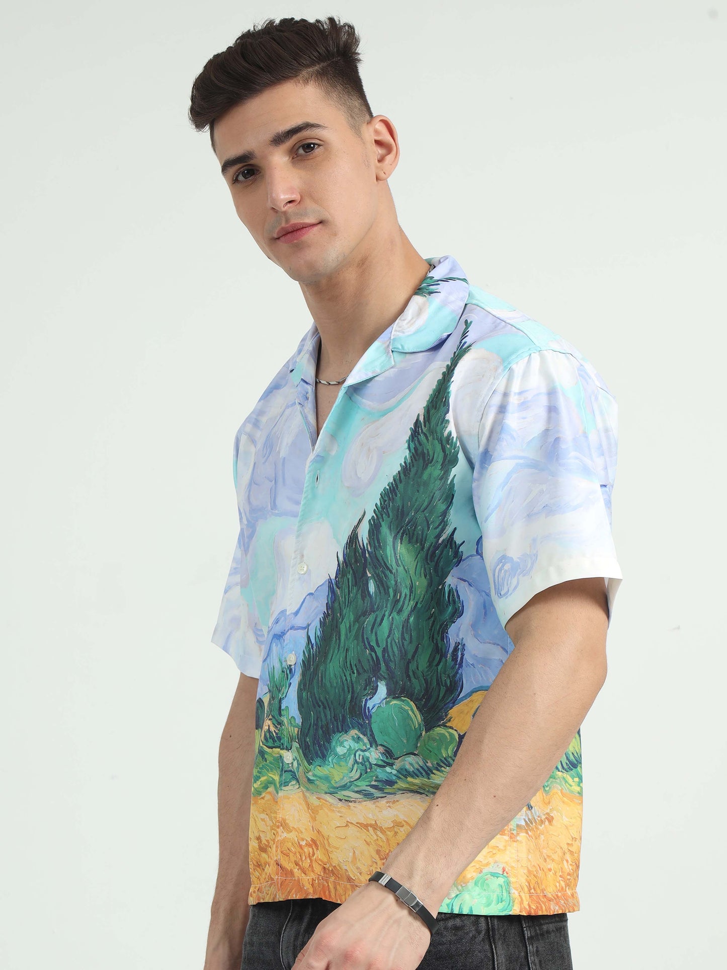 Plantain Sky Blue Oversized Shirt For Men