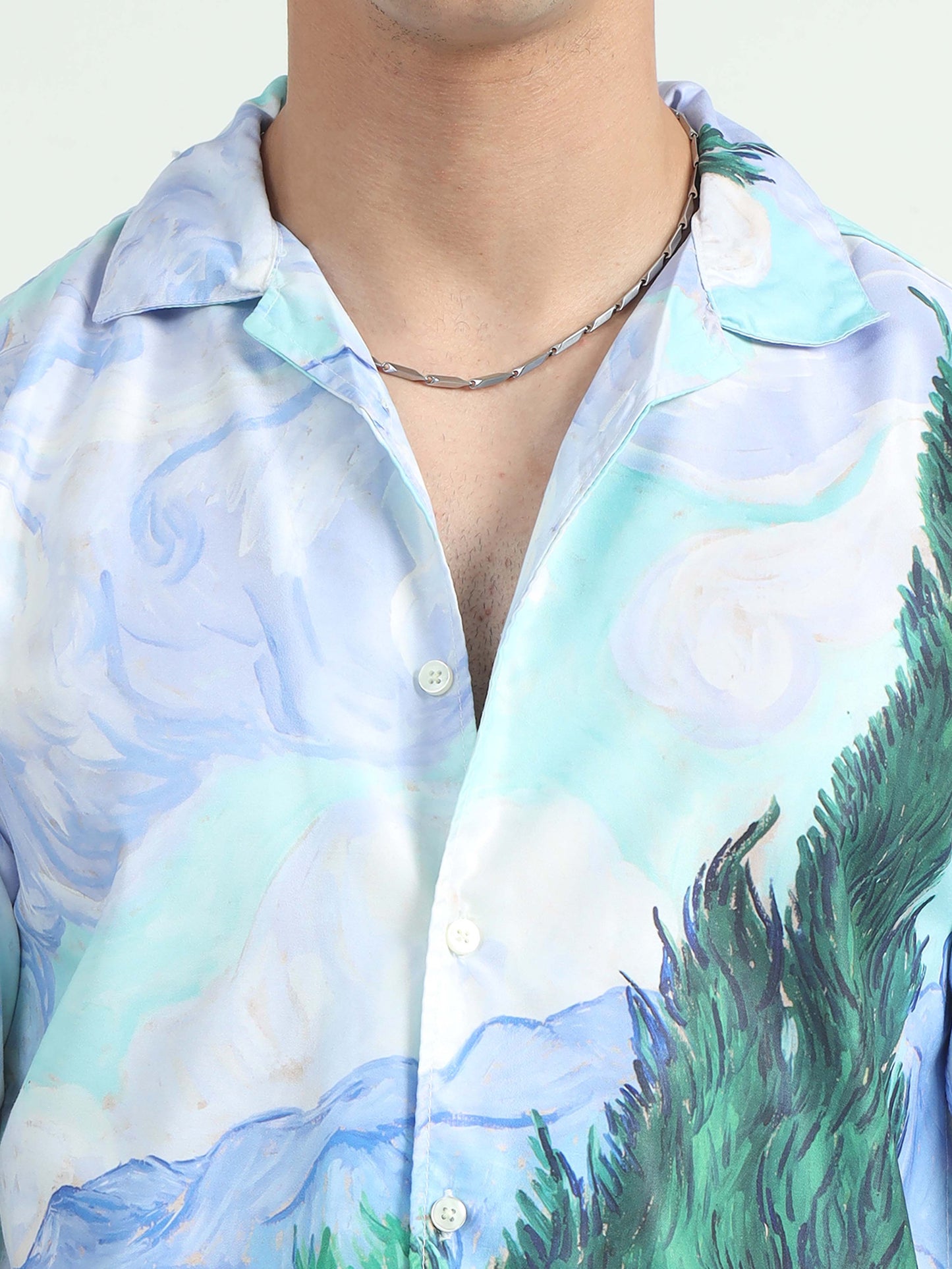 Plantain Sky Blue Oversized Shirt For Men