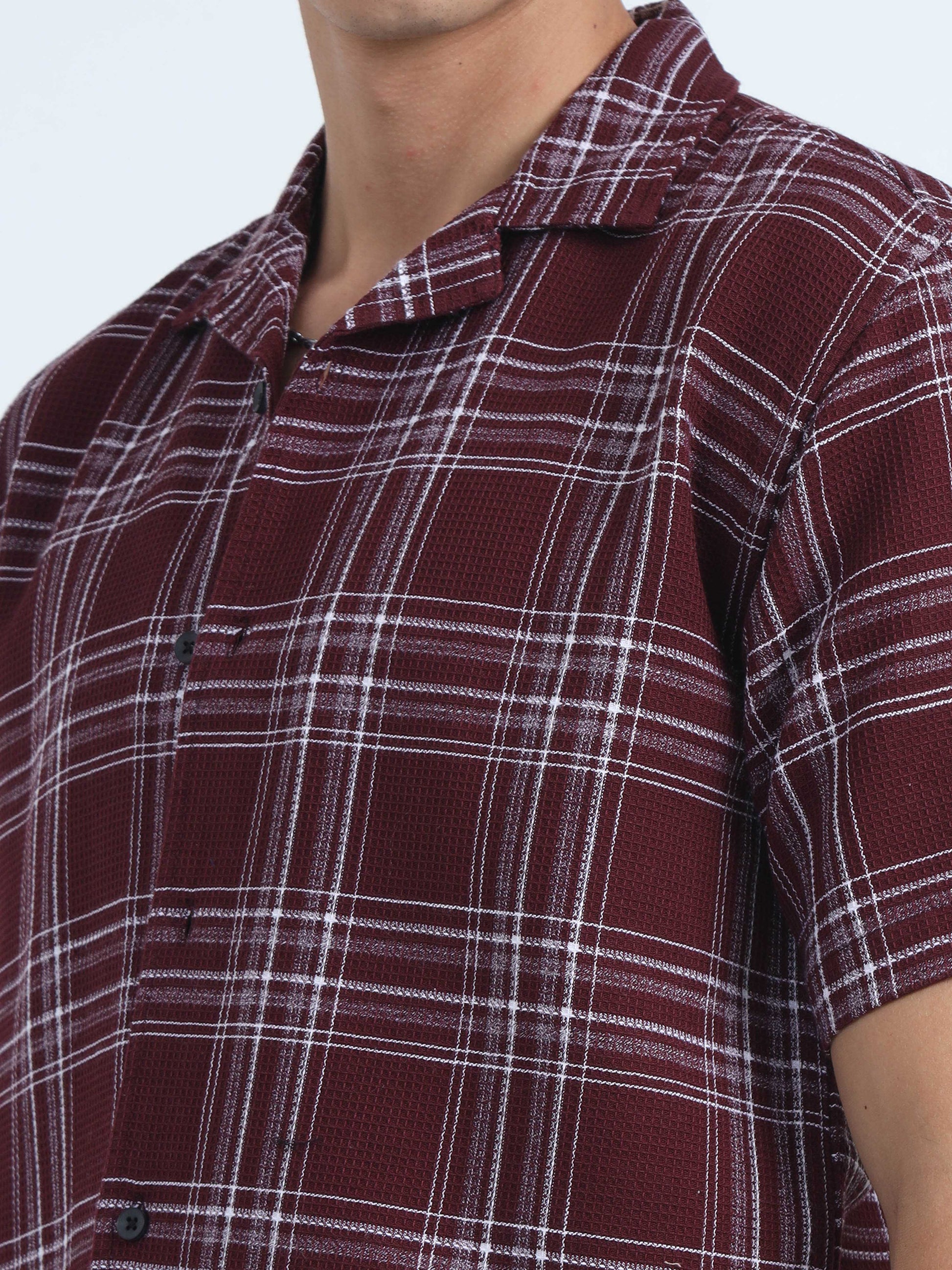 Jacquard Oversized Plaid Shirt For Mens