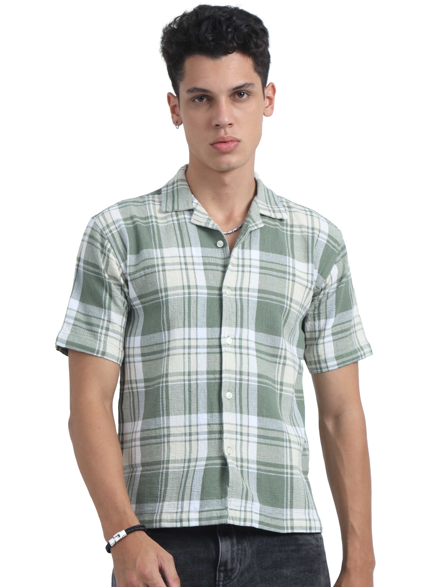 Jacquard Oversized Check Shirt For Men