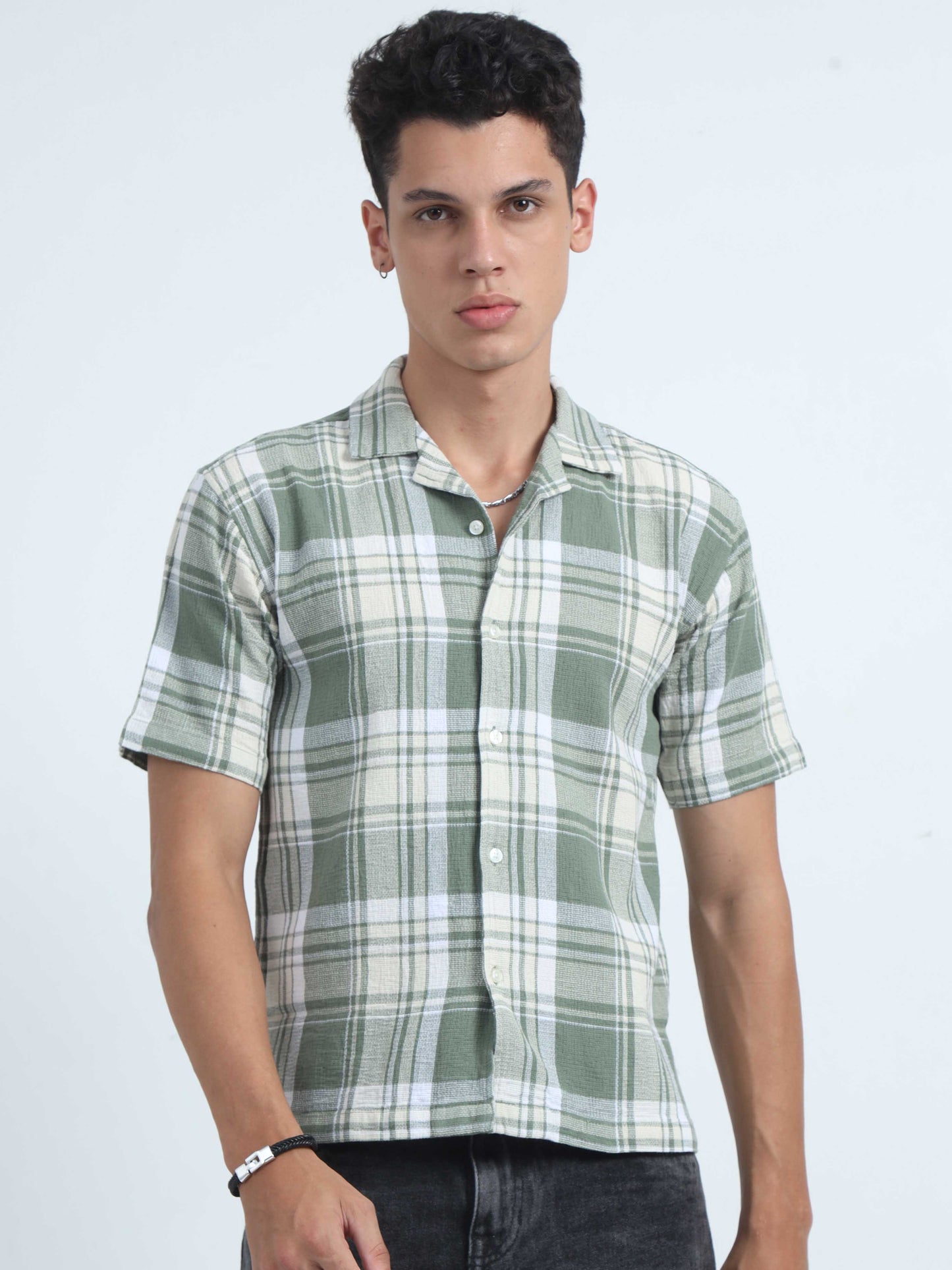 Jacquard Oversized Check Shirt For Men