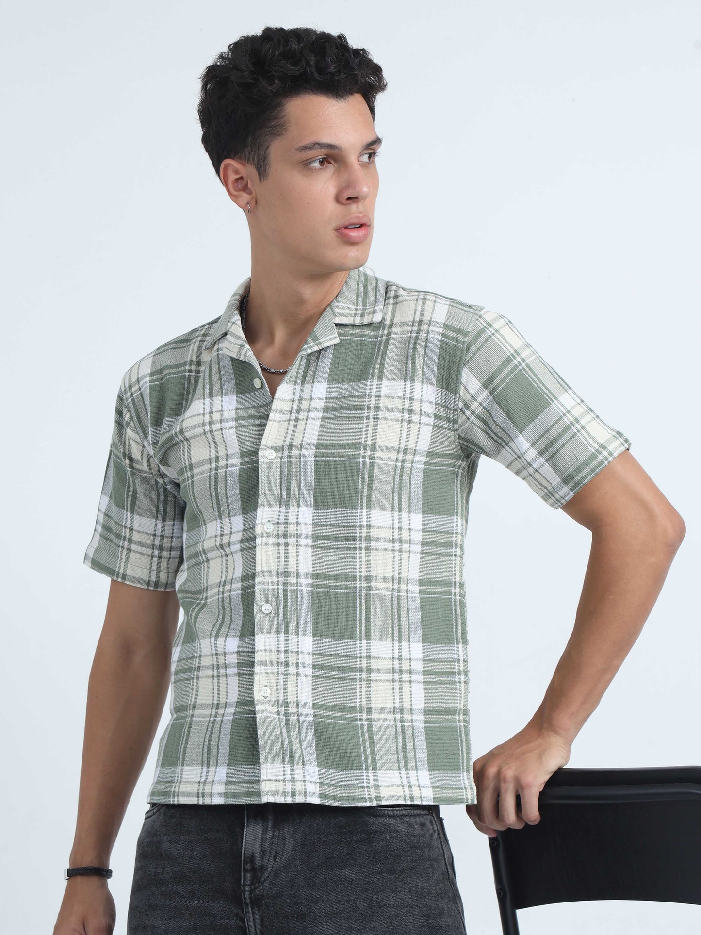 Jacquard Oversized Check Shirt For Men