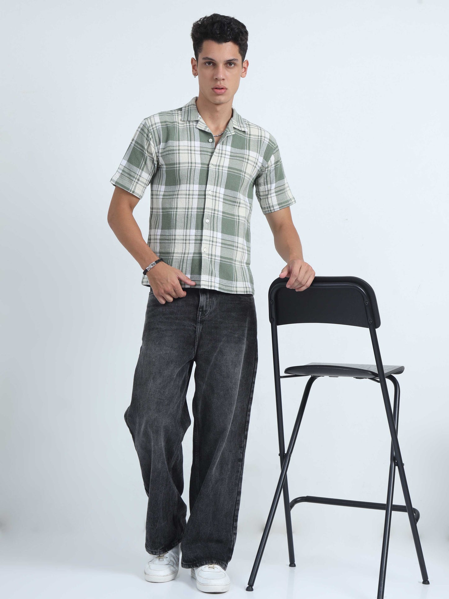 Jacquard Oversized Check Shirt For Men