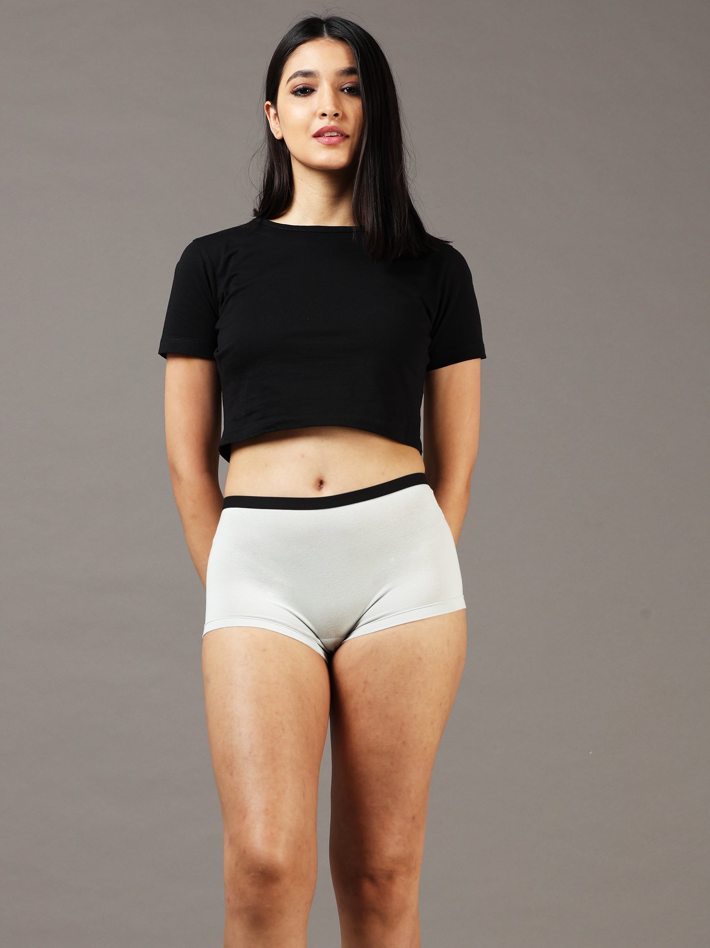 Shark Skin White Boy Shorts for Women