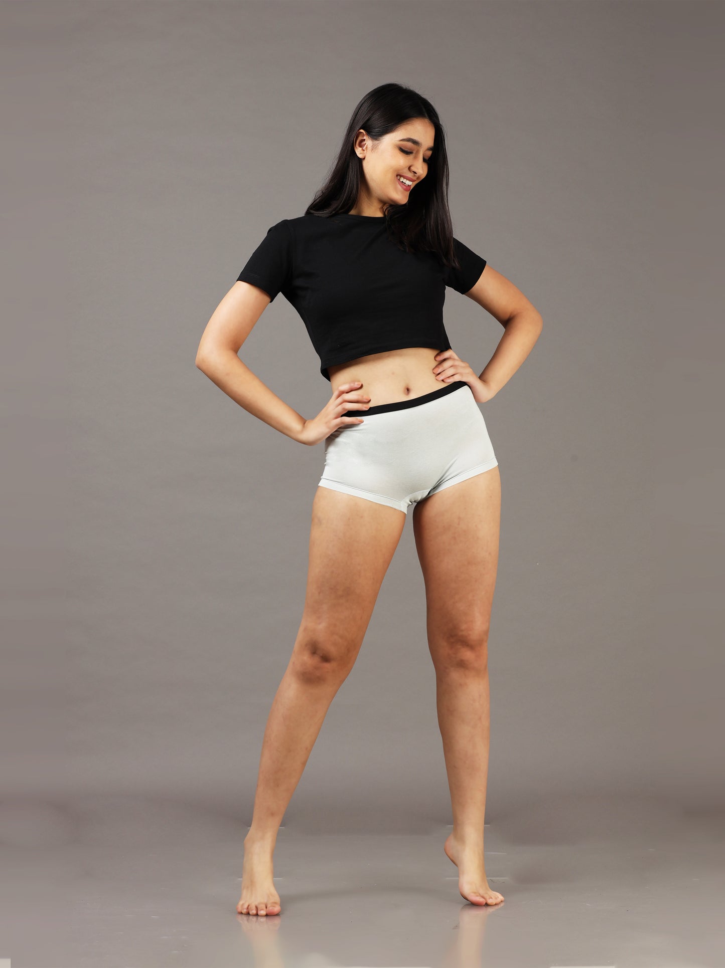 Shark Skin White Boy Shorts for Women