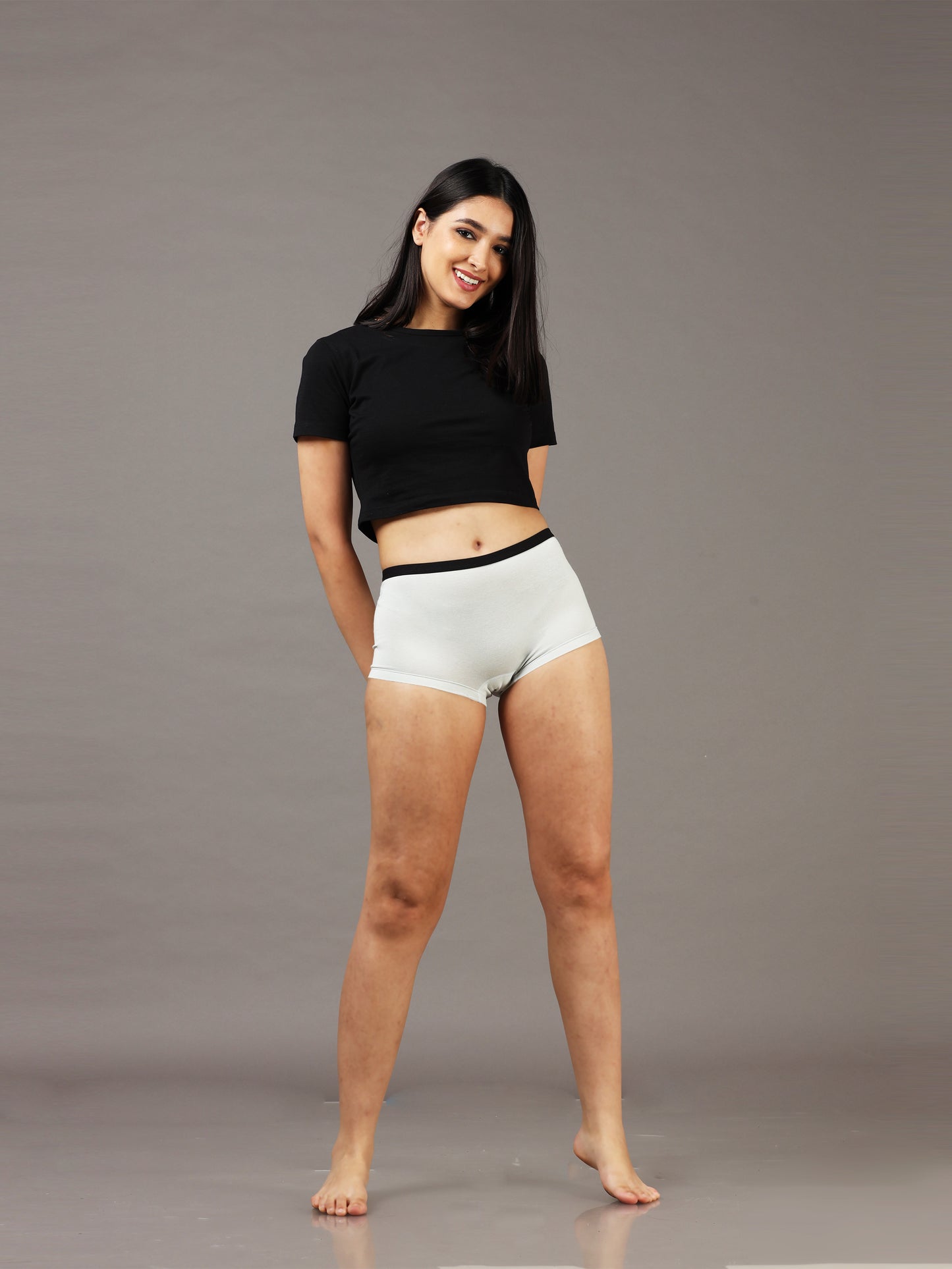 Shark Skin White Boy Shorts for Women