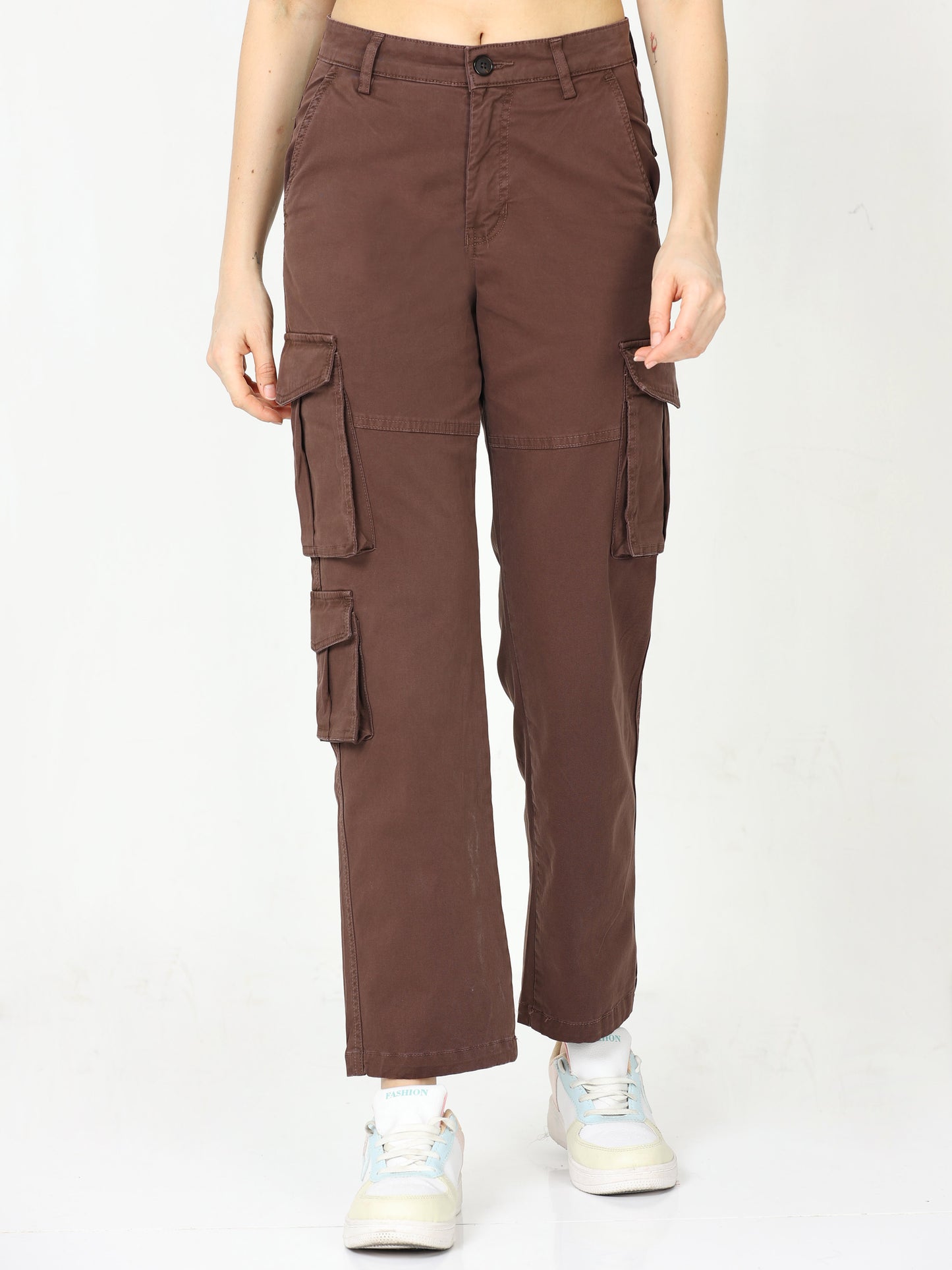 Vintage Brown Cargo Trousers For Women