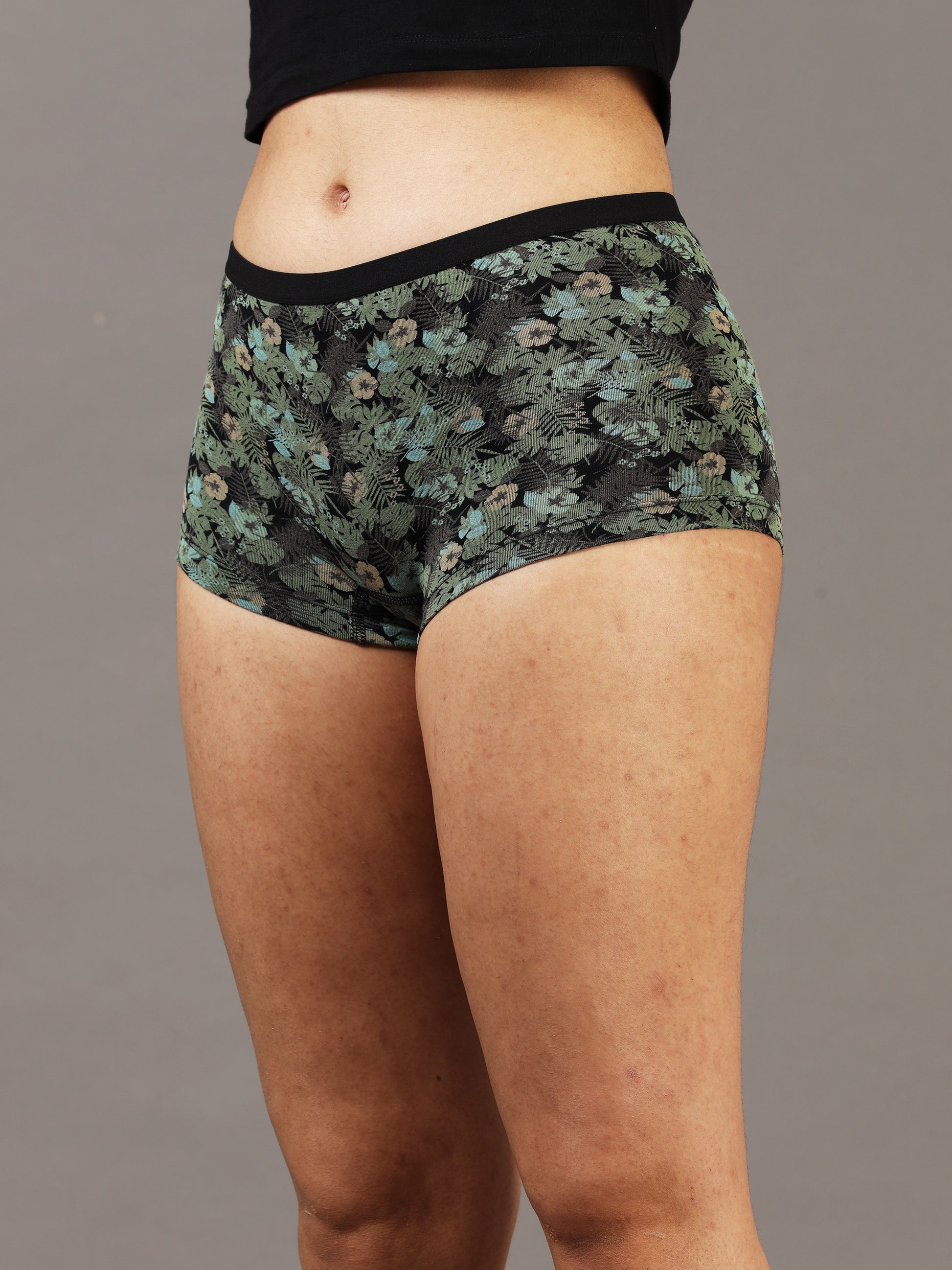 Midnight Bloom Boy Shorts for Women