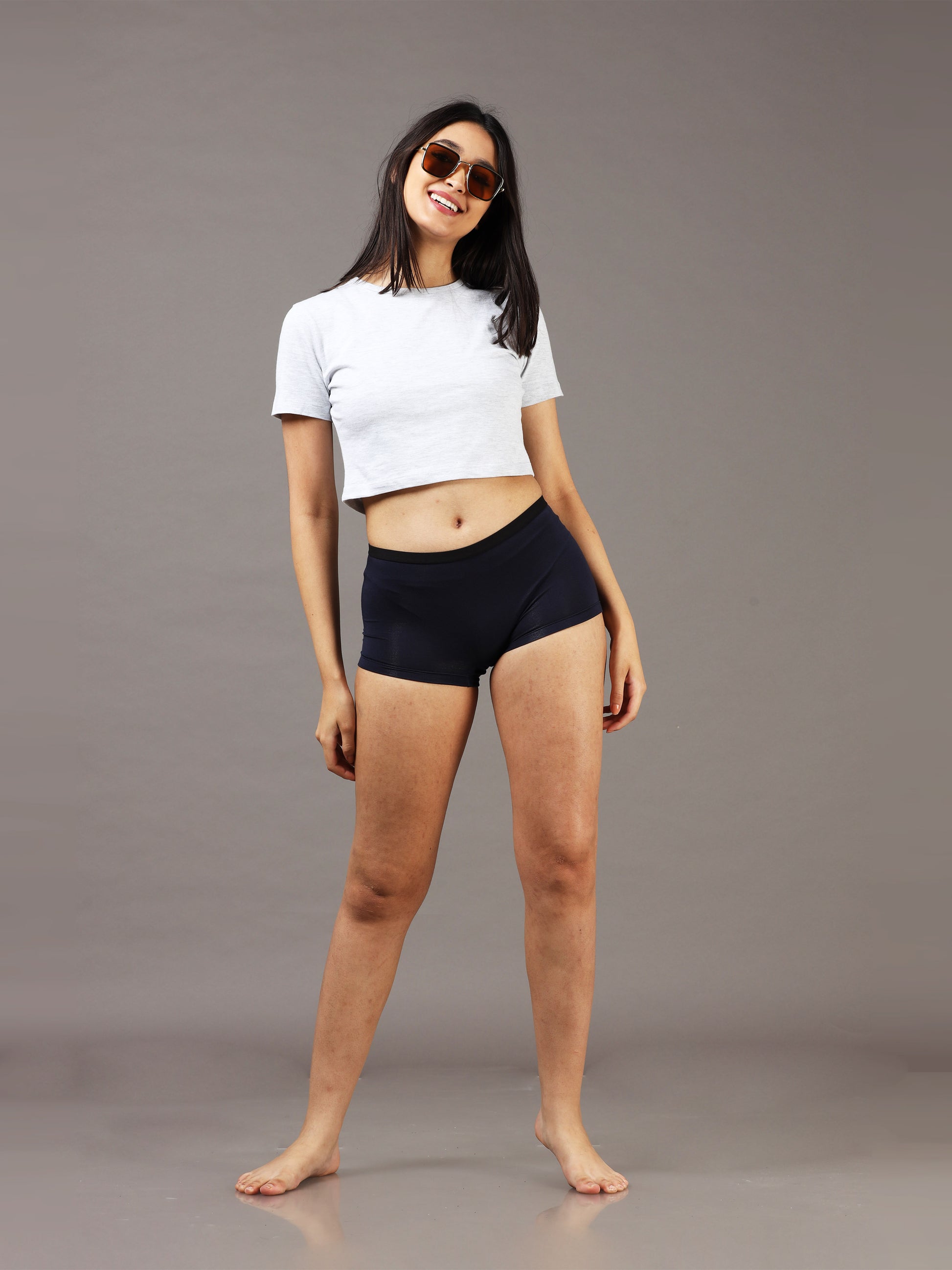 Arctic Black Boy Shorts for Women