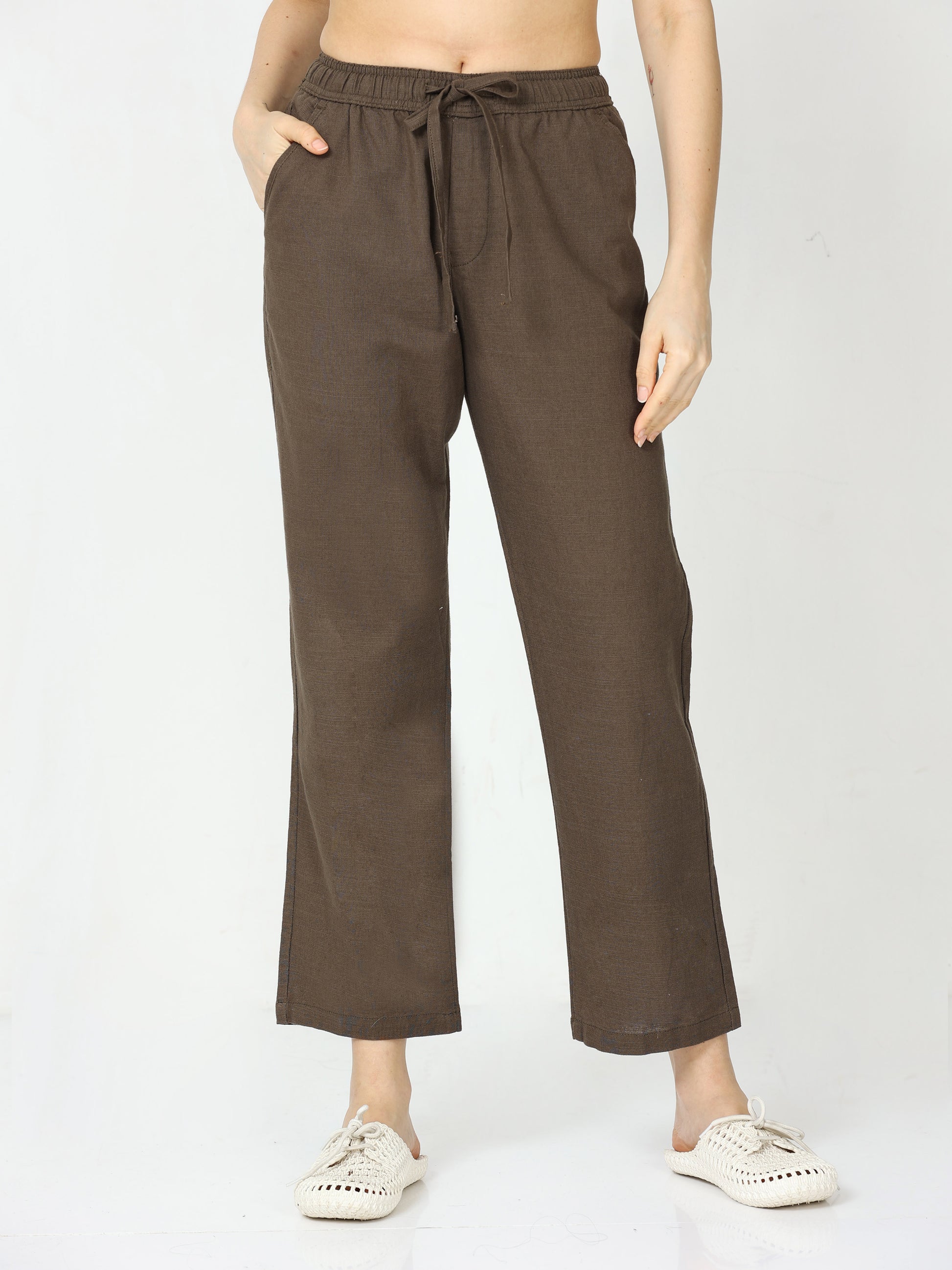 Fern Lazy Linen Trousers For Women