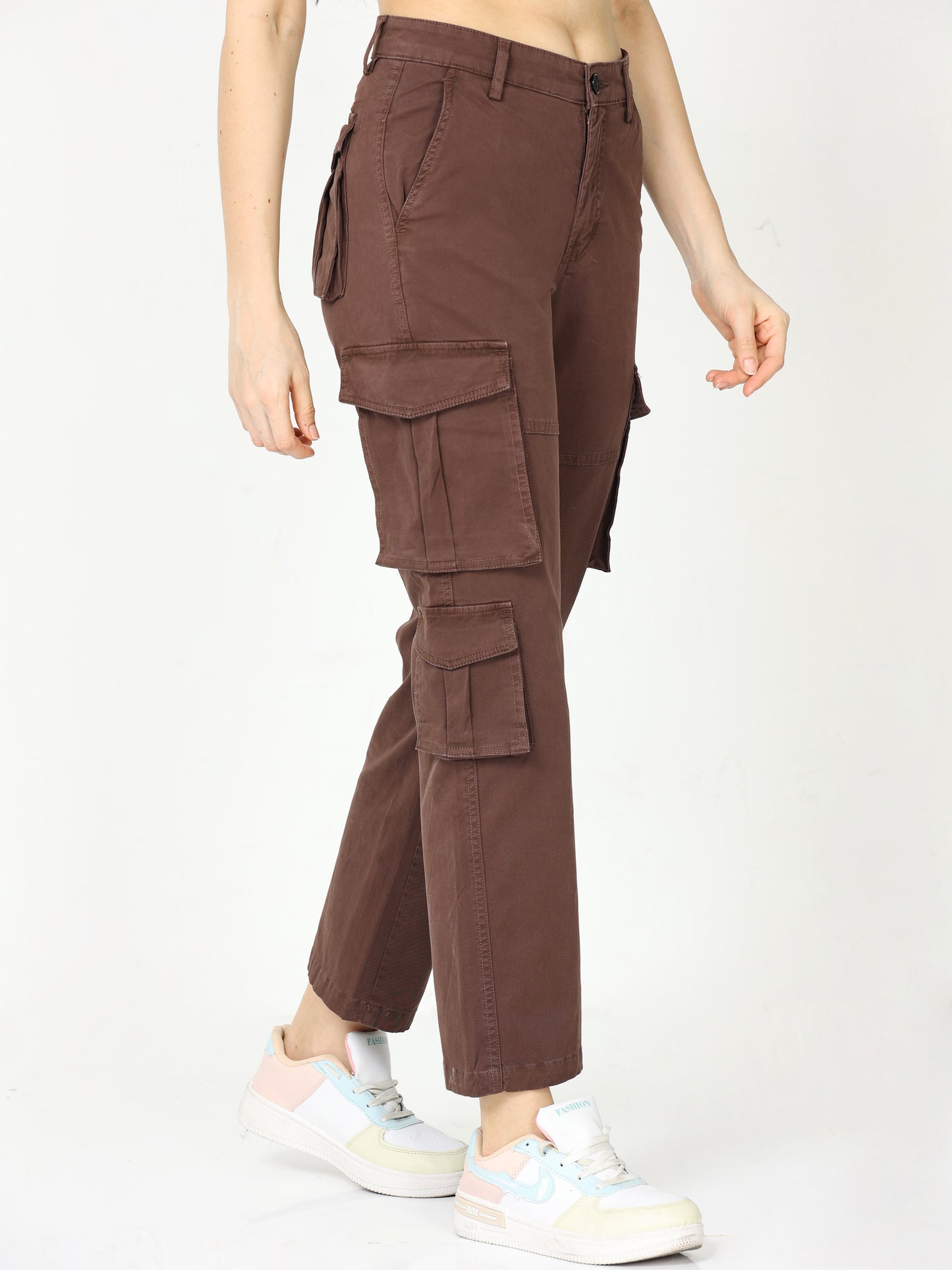 Vintage Brown Cargo Trousers For Women