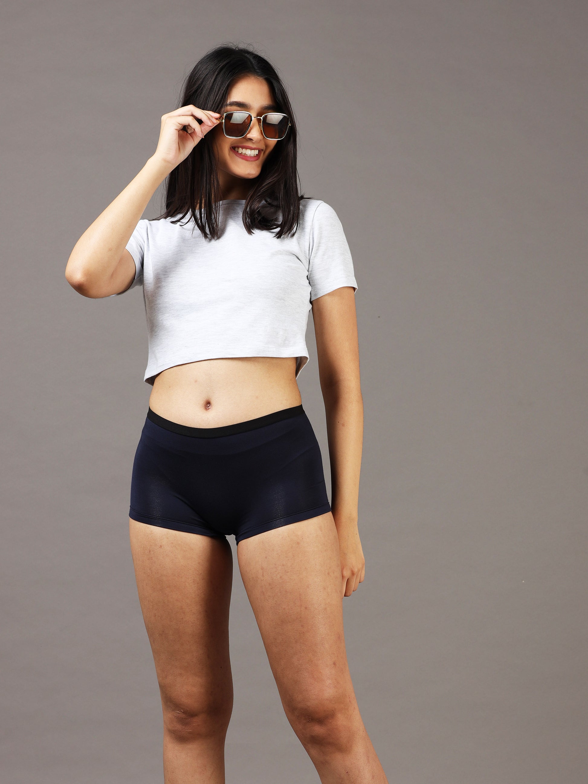 Arctic Black Boy Shorts for Women