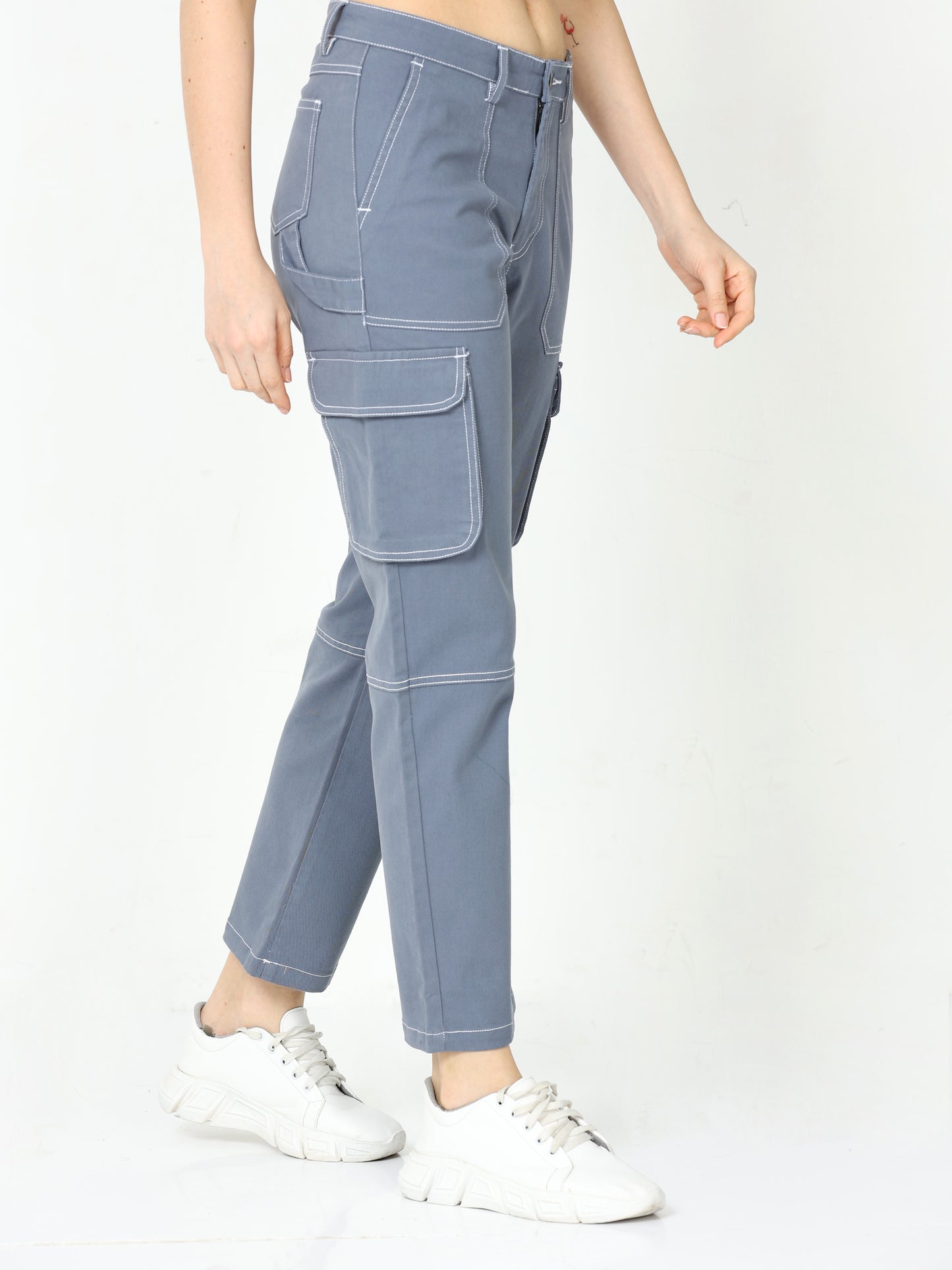 Classic Grey Cargo Pants For Women