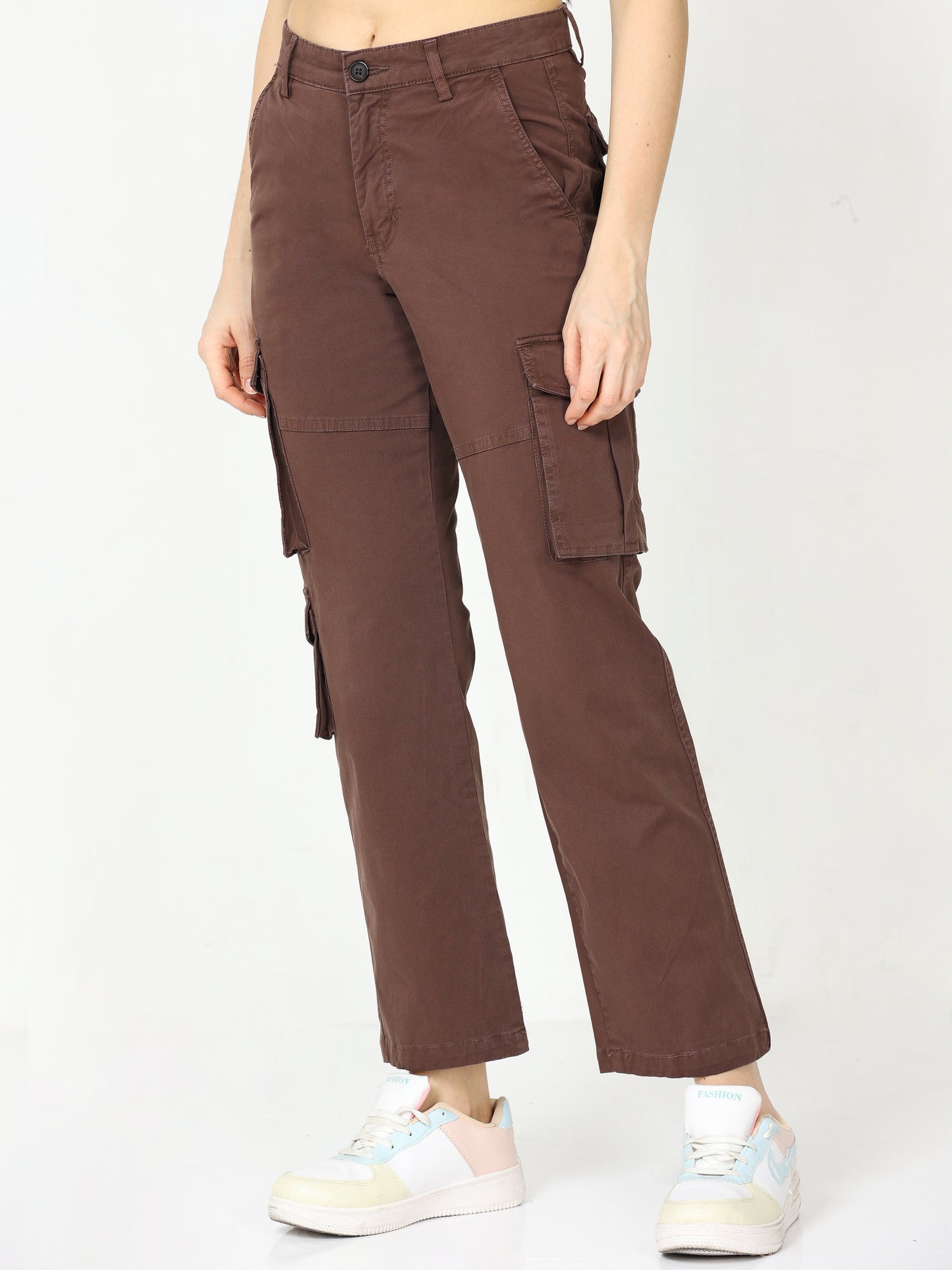 Vintage Brown Cargo Trousers For Women