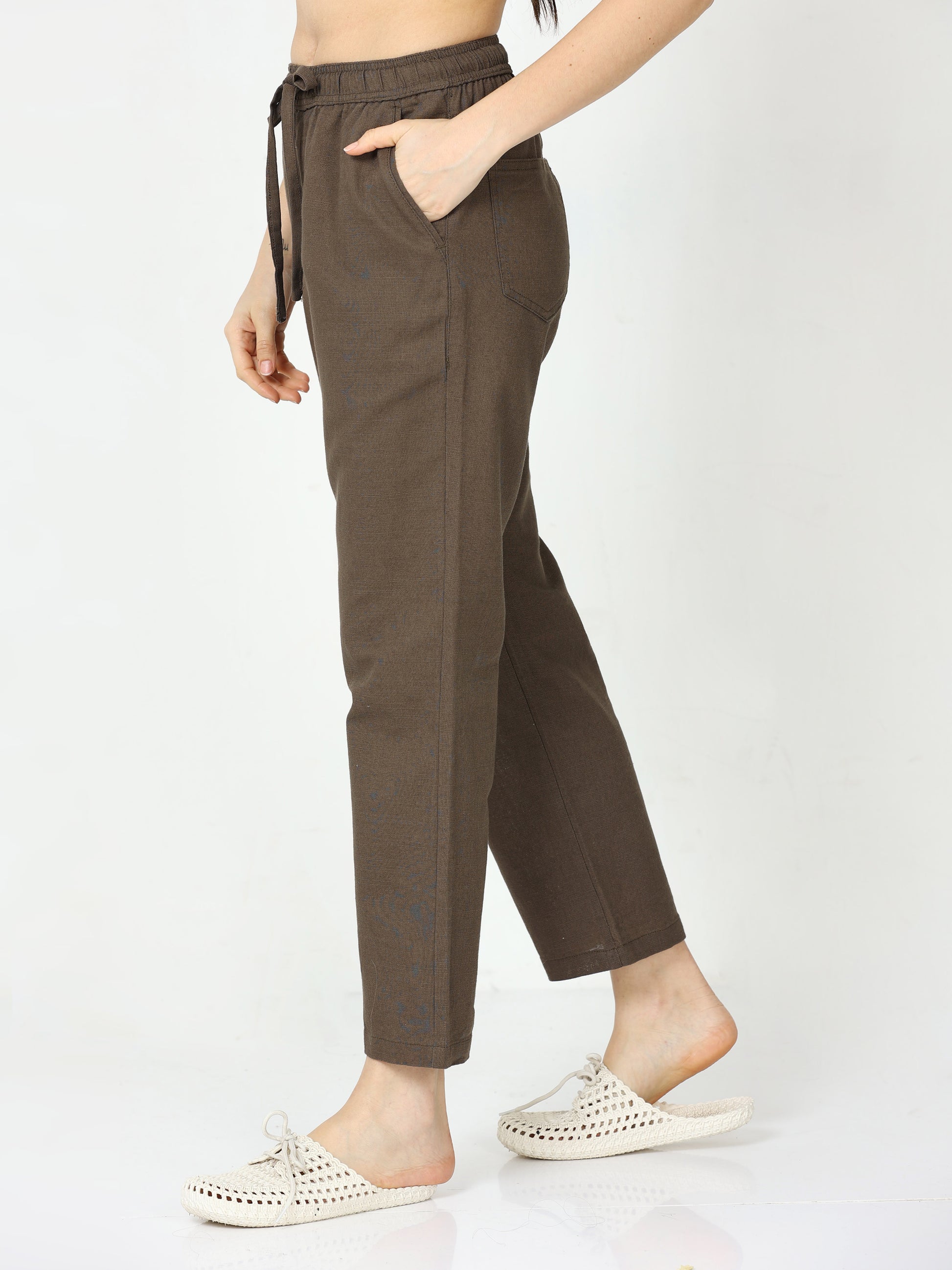 Fern Lazy Linen Trousers For Women