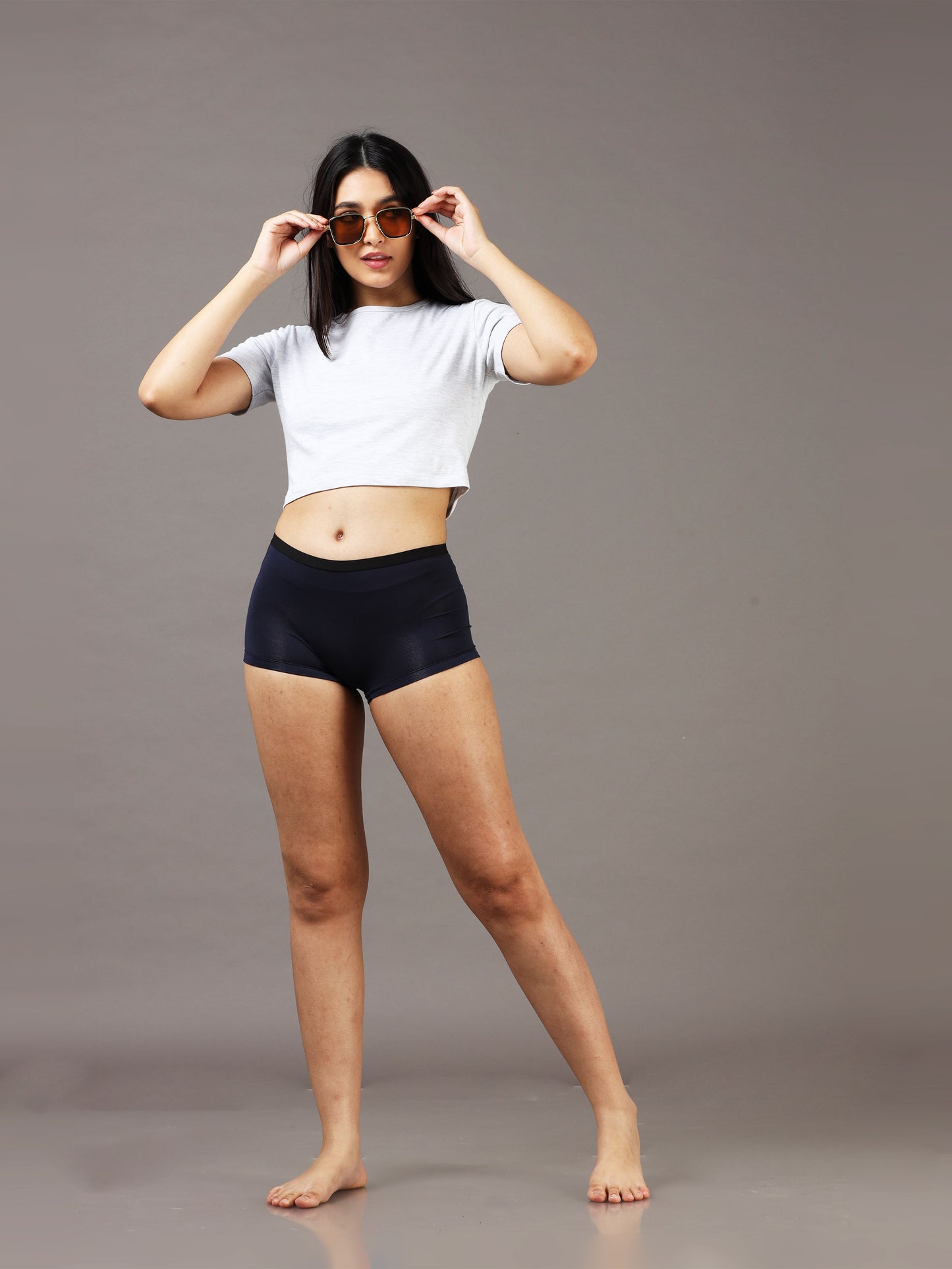 Arctic Black Boy Shorts for Women