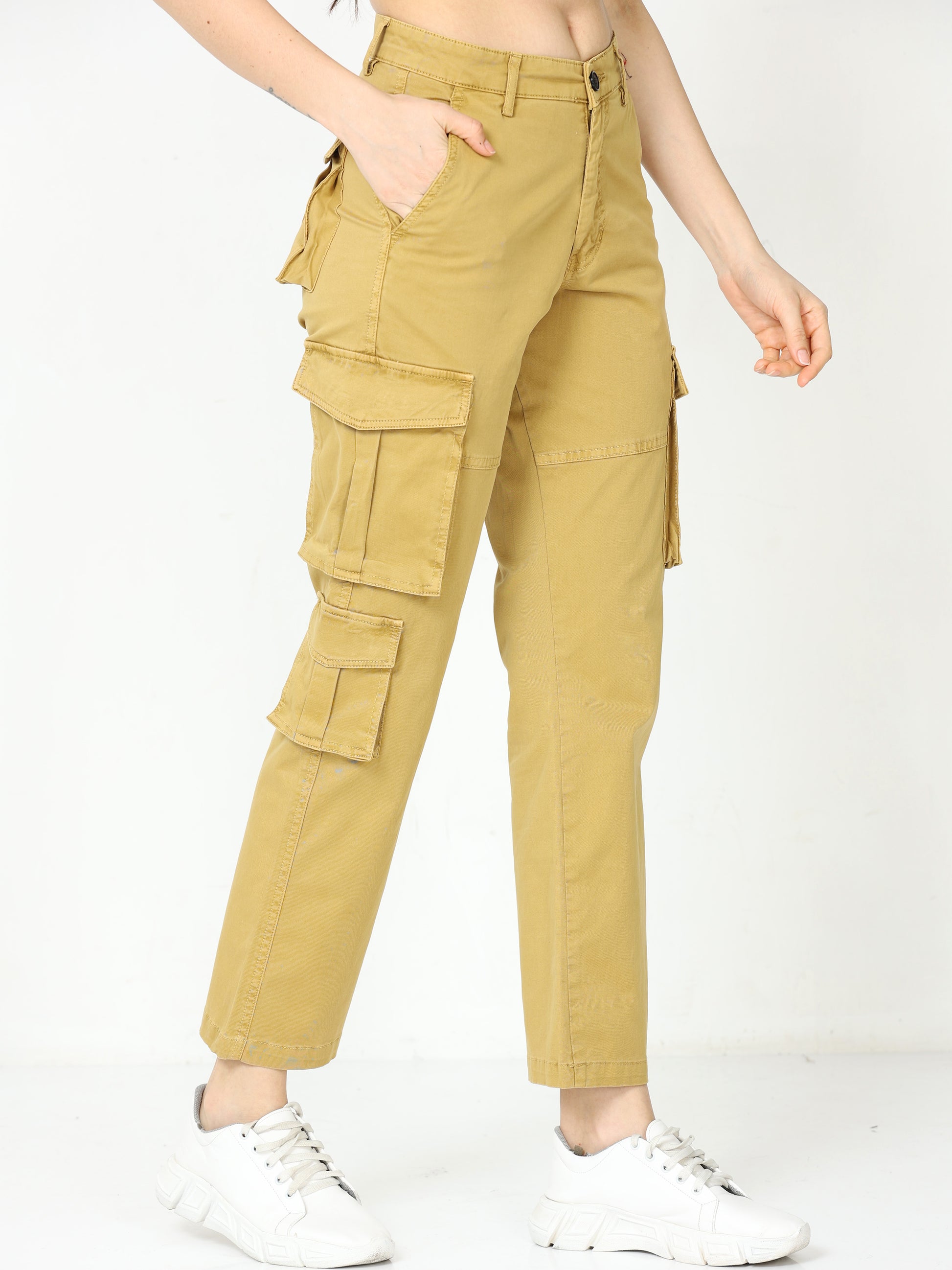 Vintage Khaki Cargo Pants For Women