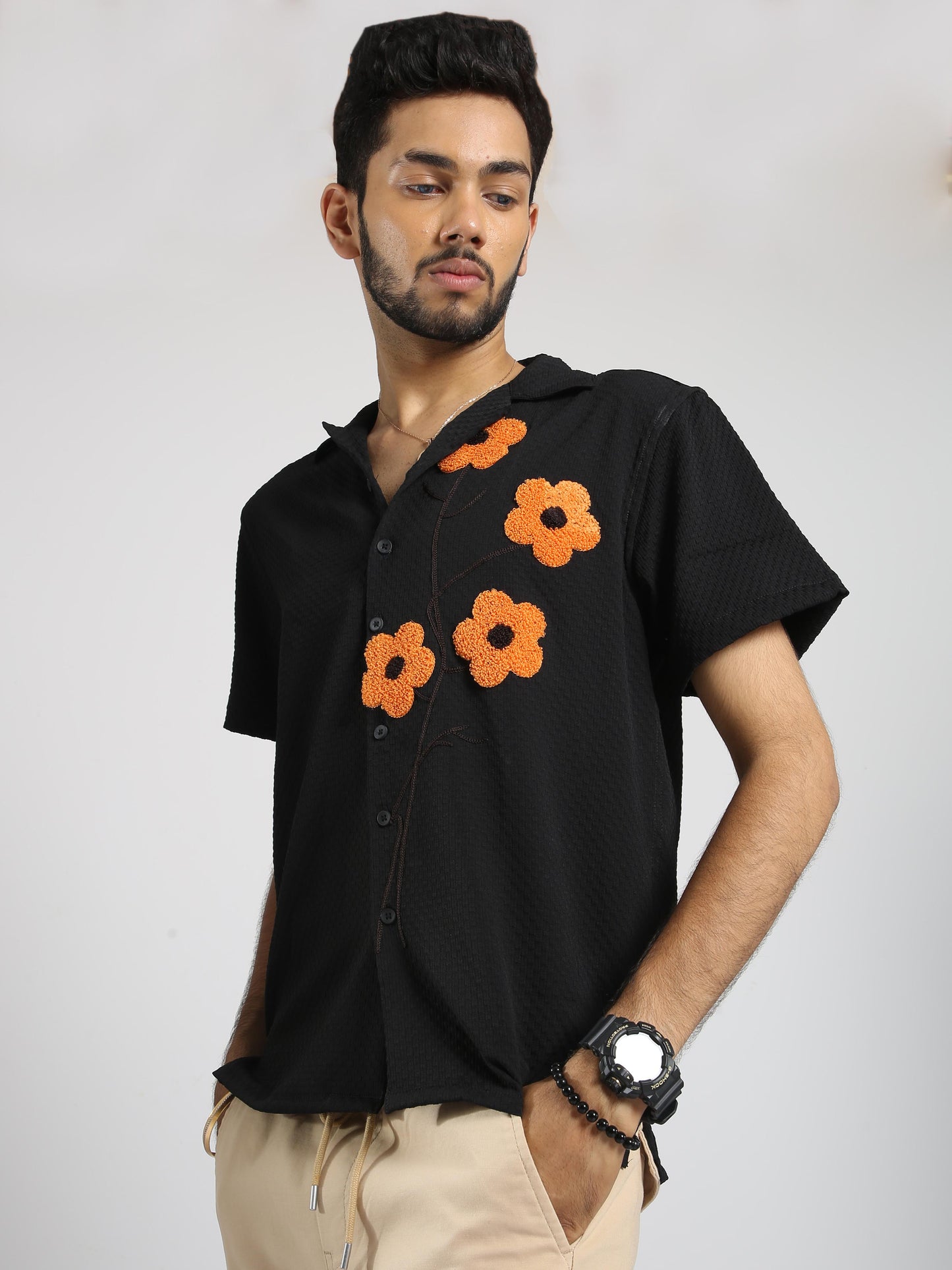 Sunflower Black Baggy Shirt For Men