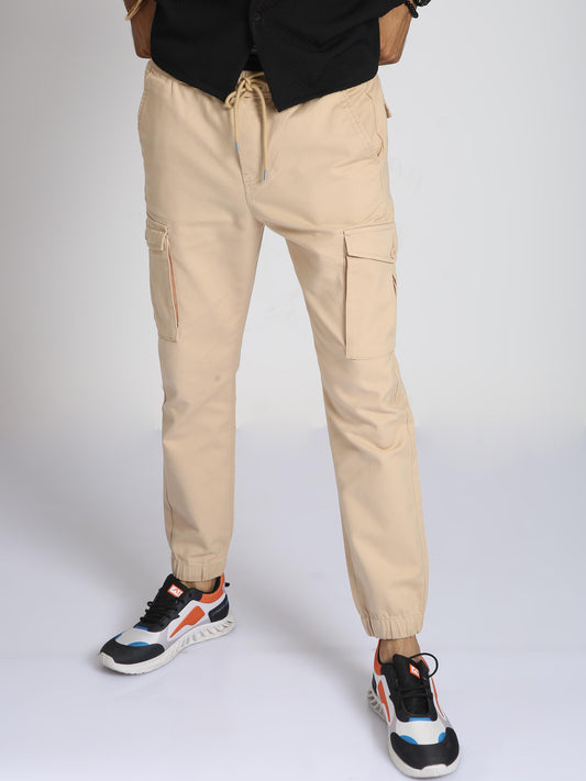 Khaki Casual Utility Joggers For Men