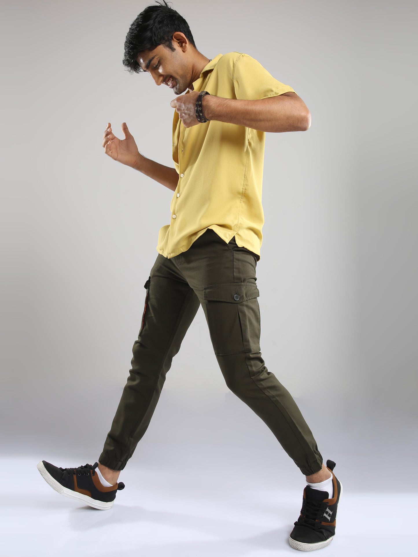 Olive Casual Utility Jogger Pants For Men